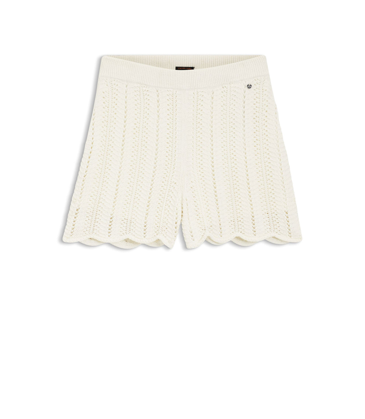 Boss Cotton Blend Knitted Shorts With Wave Structure White Women's