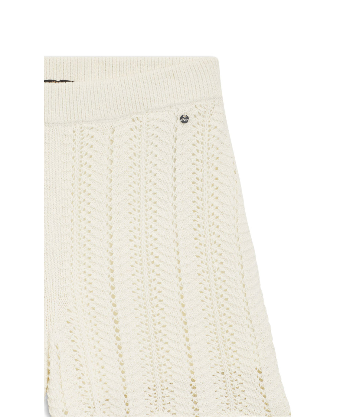 Boss Cotton Blend Knitted Shorts With Wave Structure White Women's