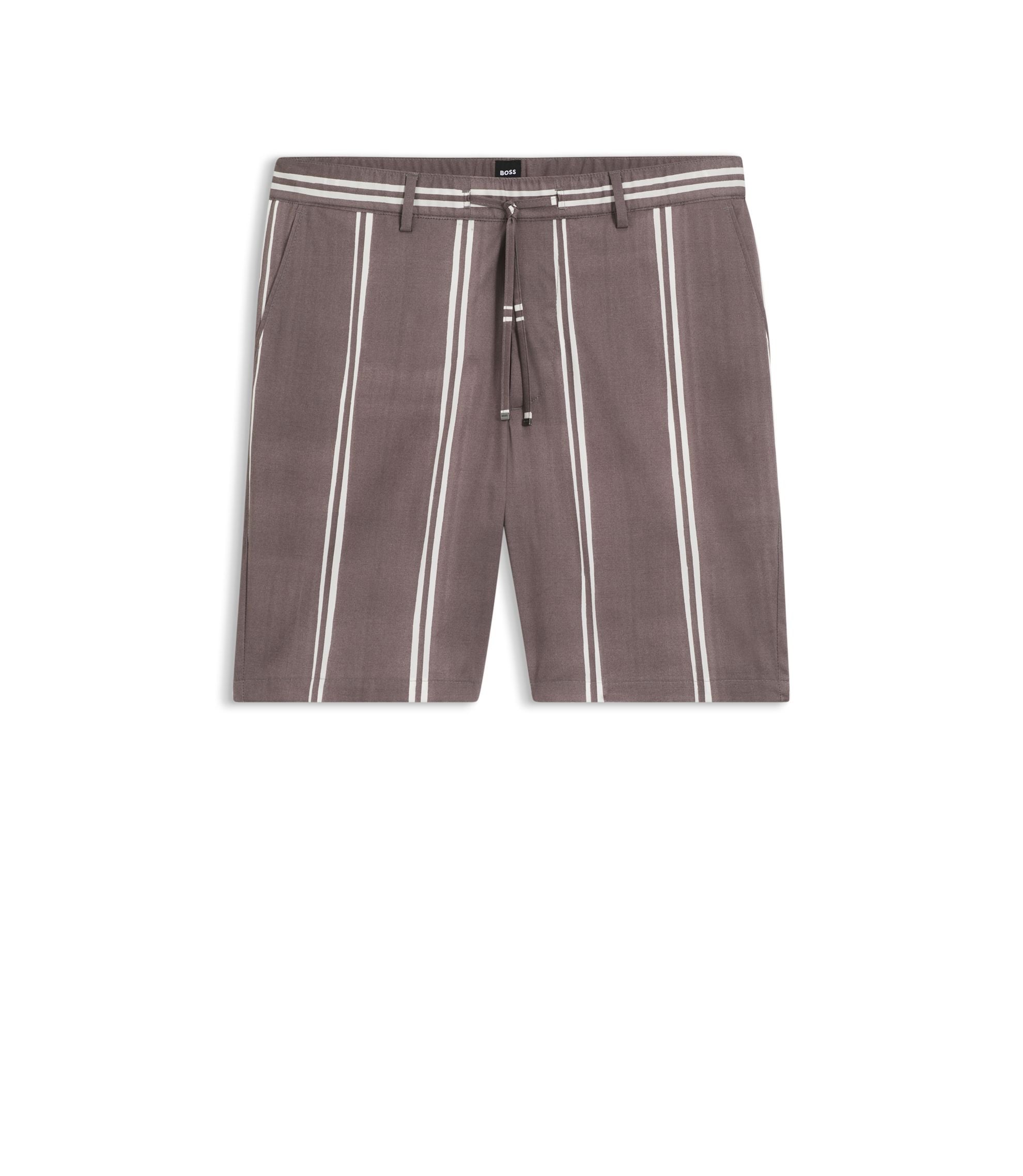 Boss Printed Pattern Shorts In Stretch Cotton Purple