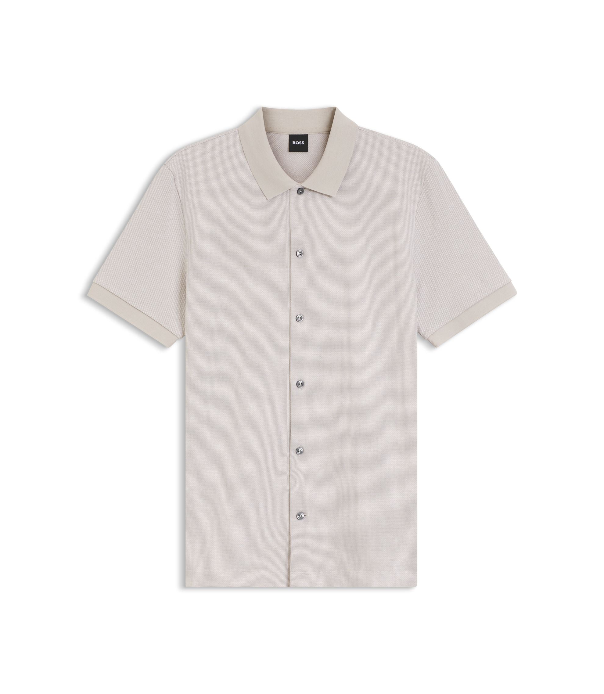 Boss Regular Fit Shirt In Bubble Structure Cotton Light Beige