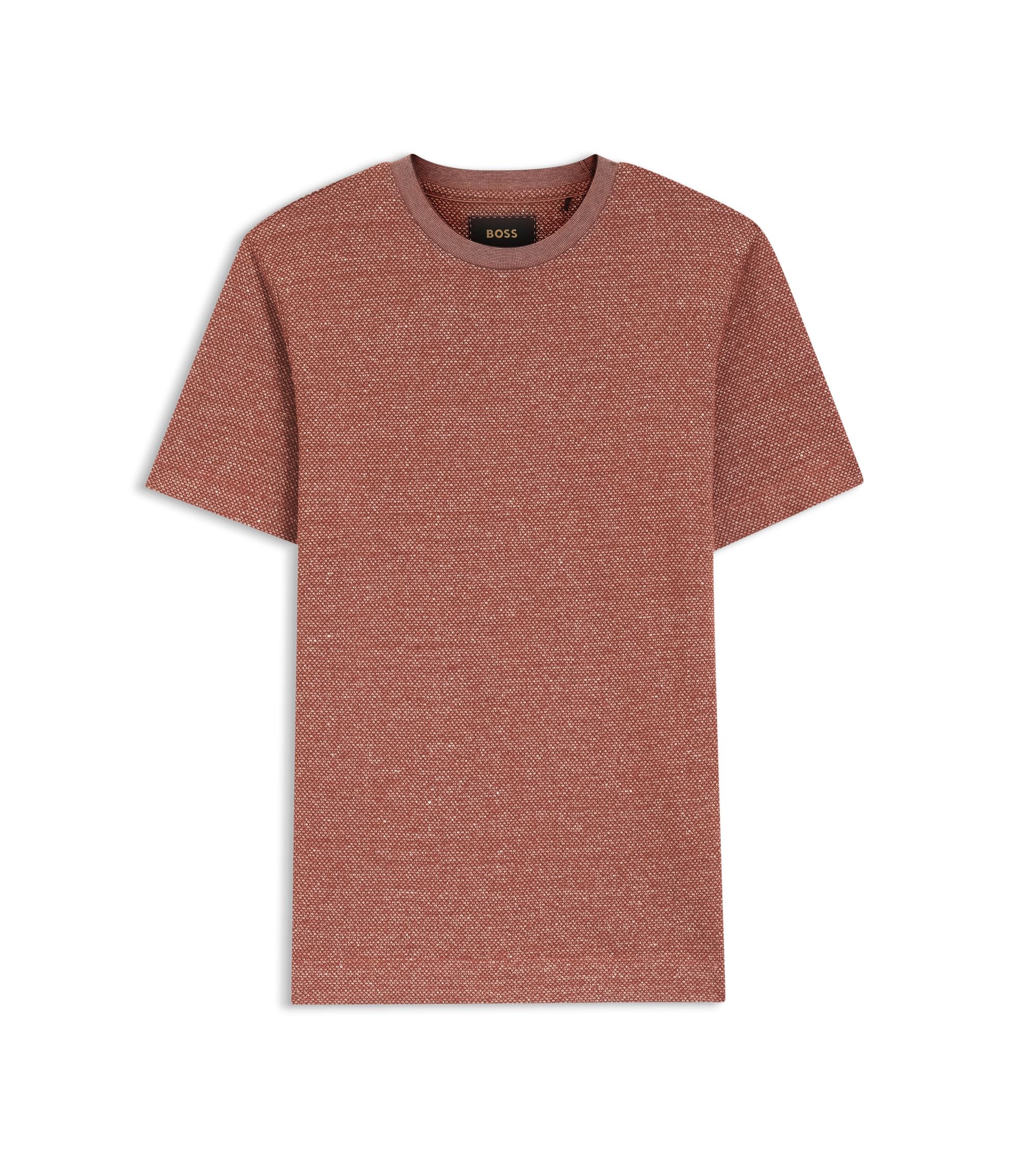 Boss Mouline T Shirt In Cotton Linen And Silk Brown