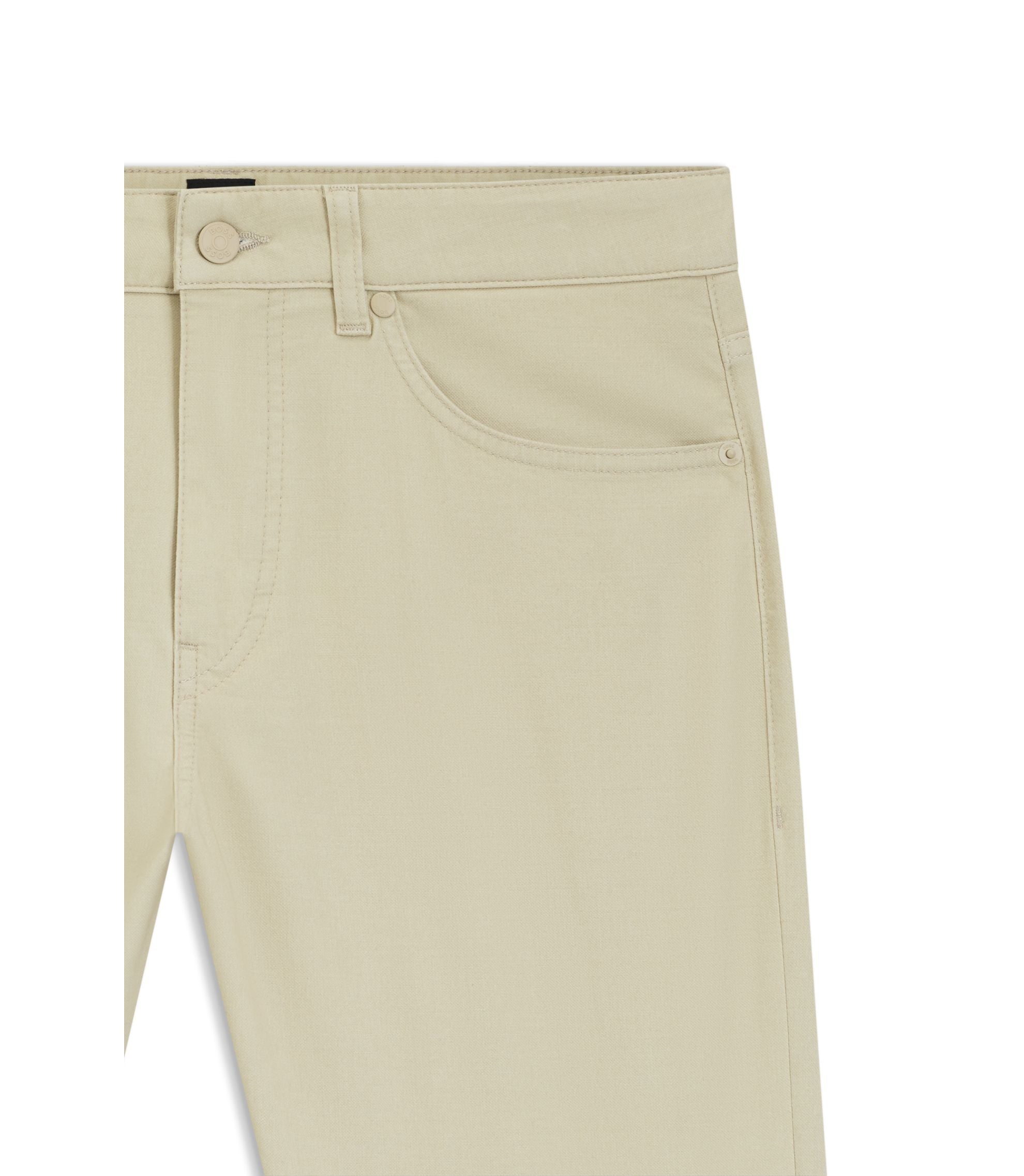 Boss Delaware Slim Fit Trousers In A Cotton Blend Light Beige