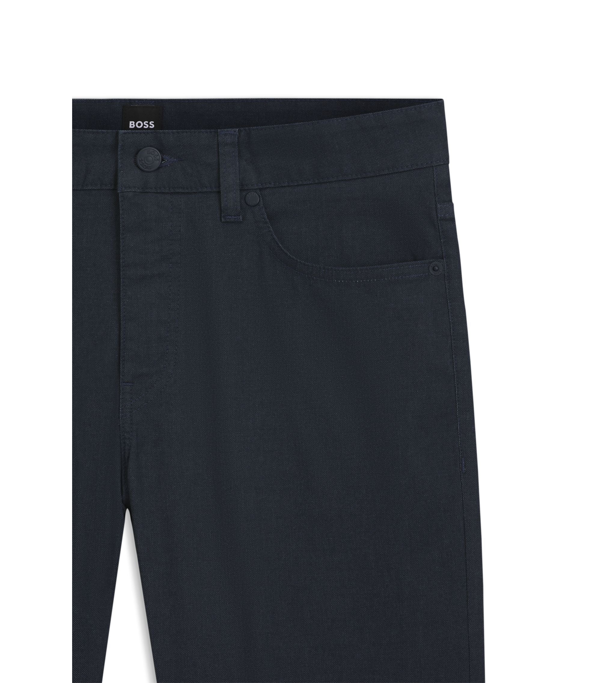 Boss Delaware Slim Fit Trousers In A Cotton Blend Dark Blue
