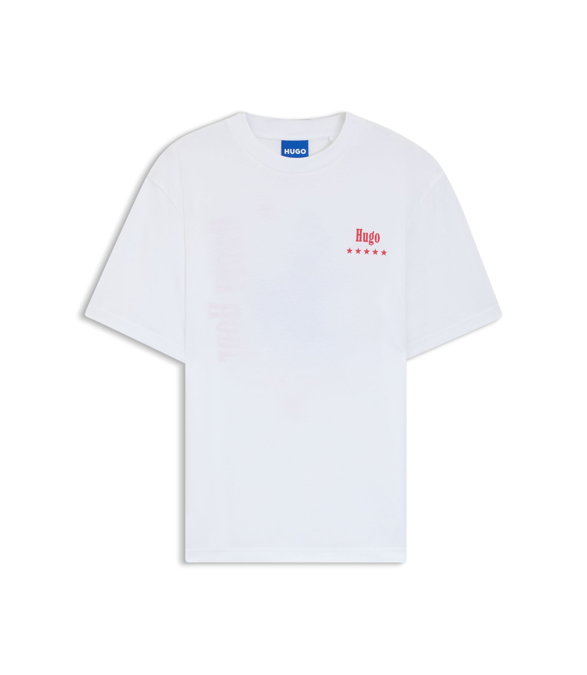 Hugo Cotton Jersey T Shirt With Printed Artwork White