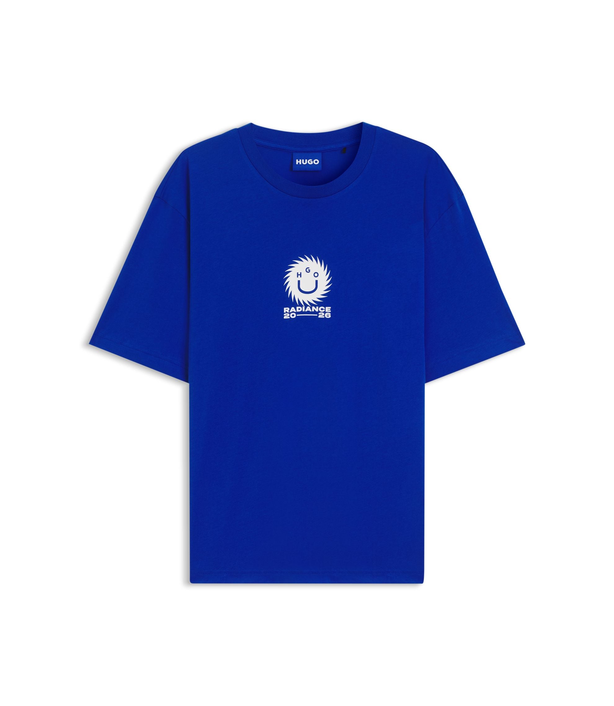 Hugo Cotton Jersey T Shirt With Happy Hugo Artwork Light Blue