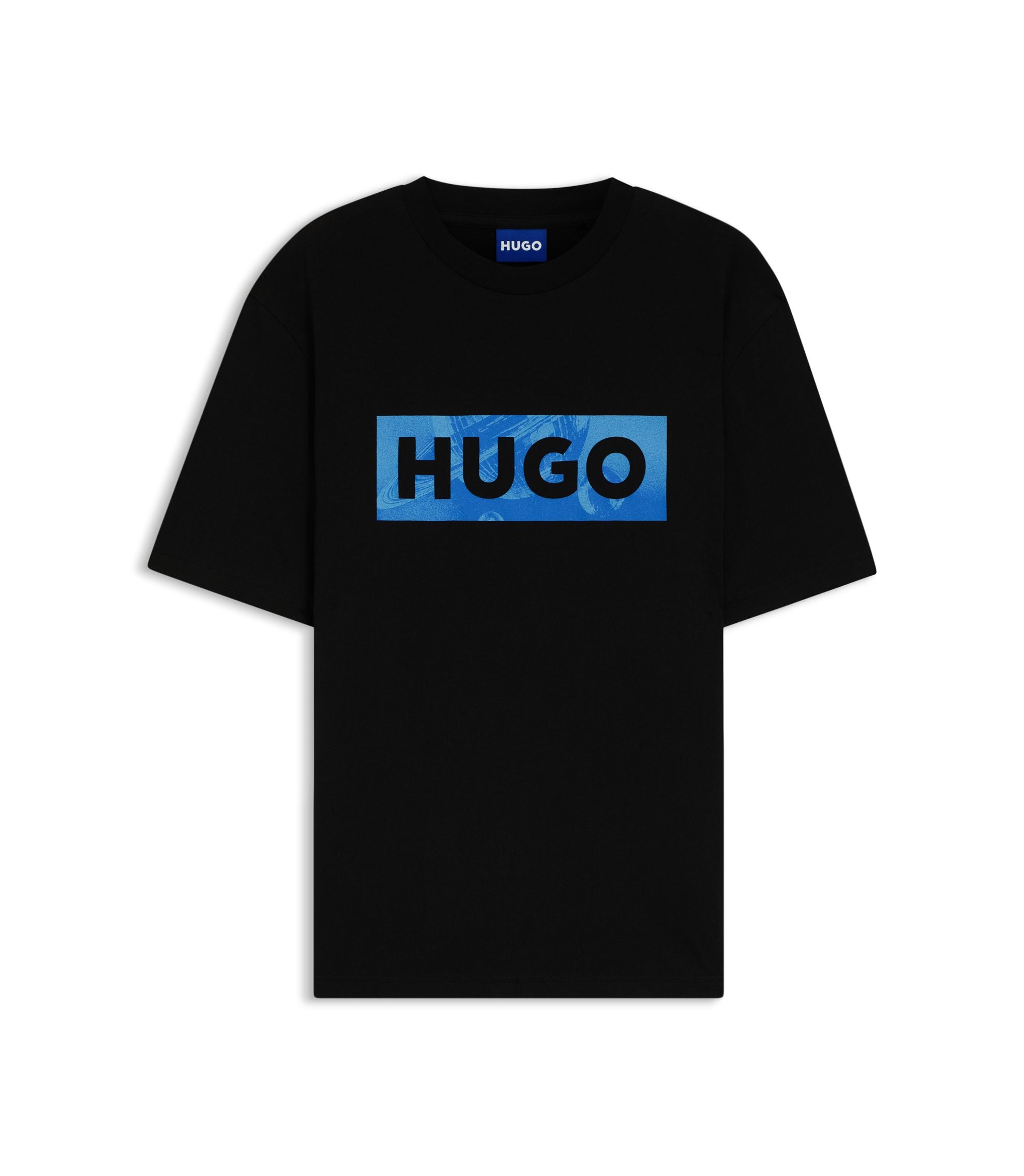 Hugo Logo Artwork T Shirt In Cotton Jersey Black