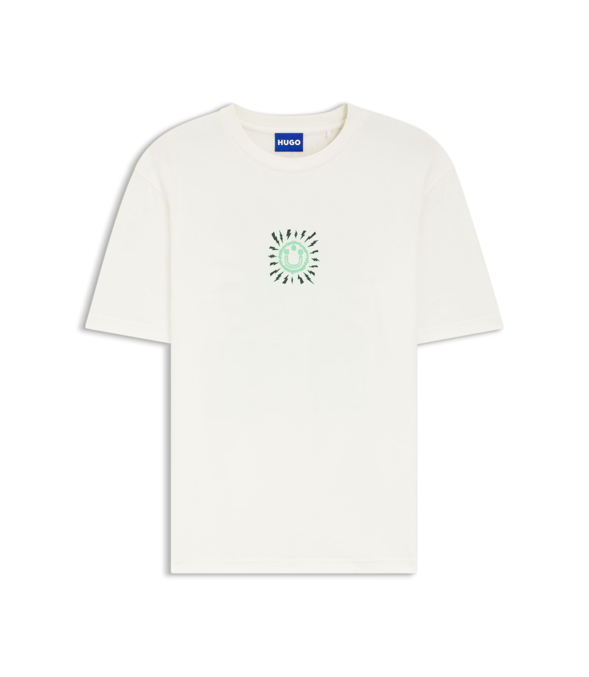 Hugo Printed Artwork T Shirt In Cotton Jersey White