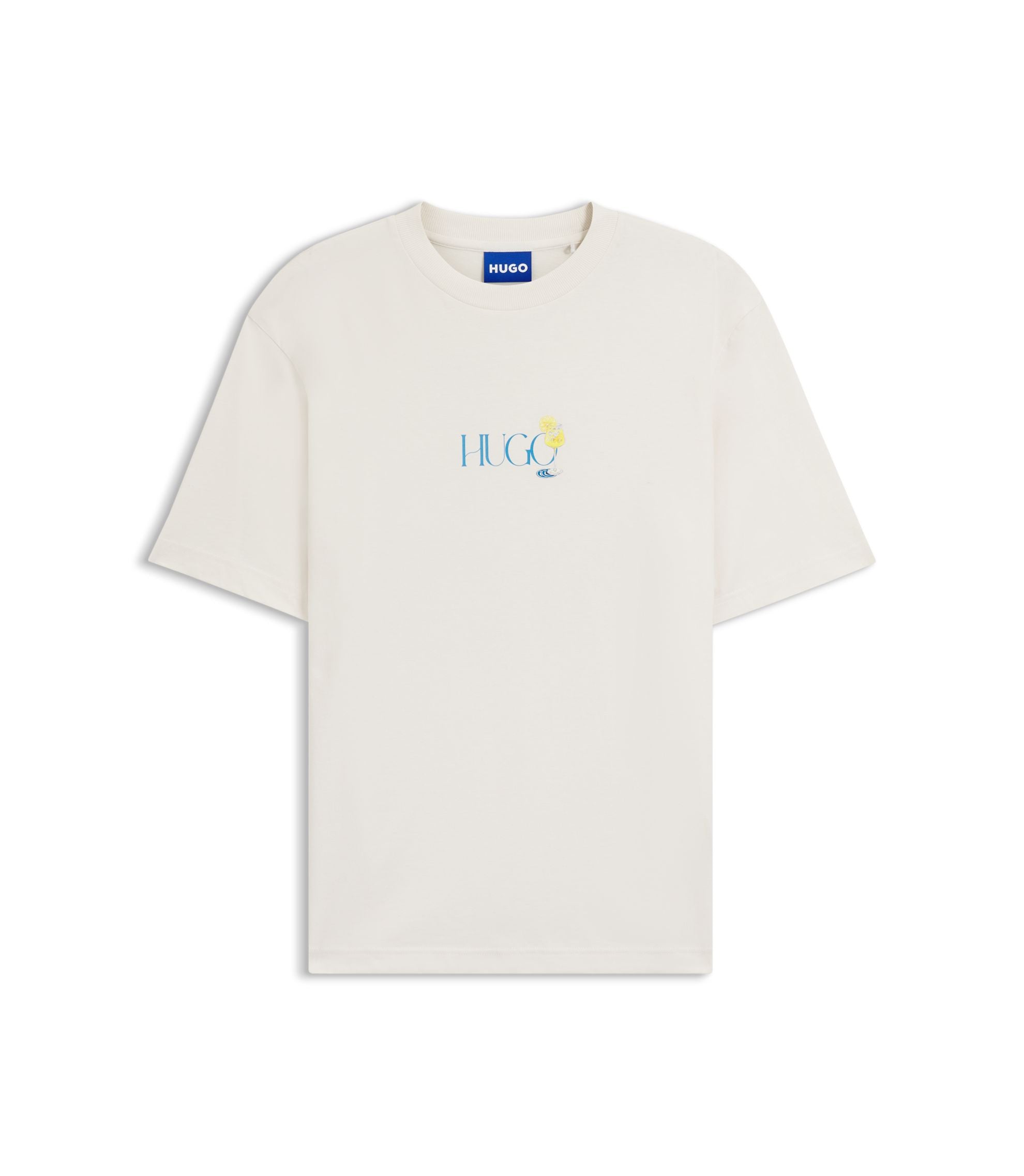 Hugo Cotton Jersey T Shirt With Rear Printed Artwork White