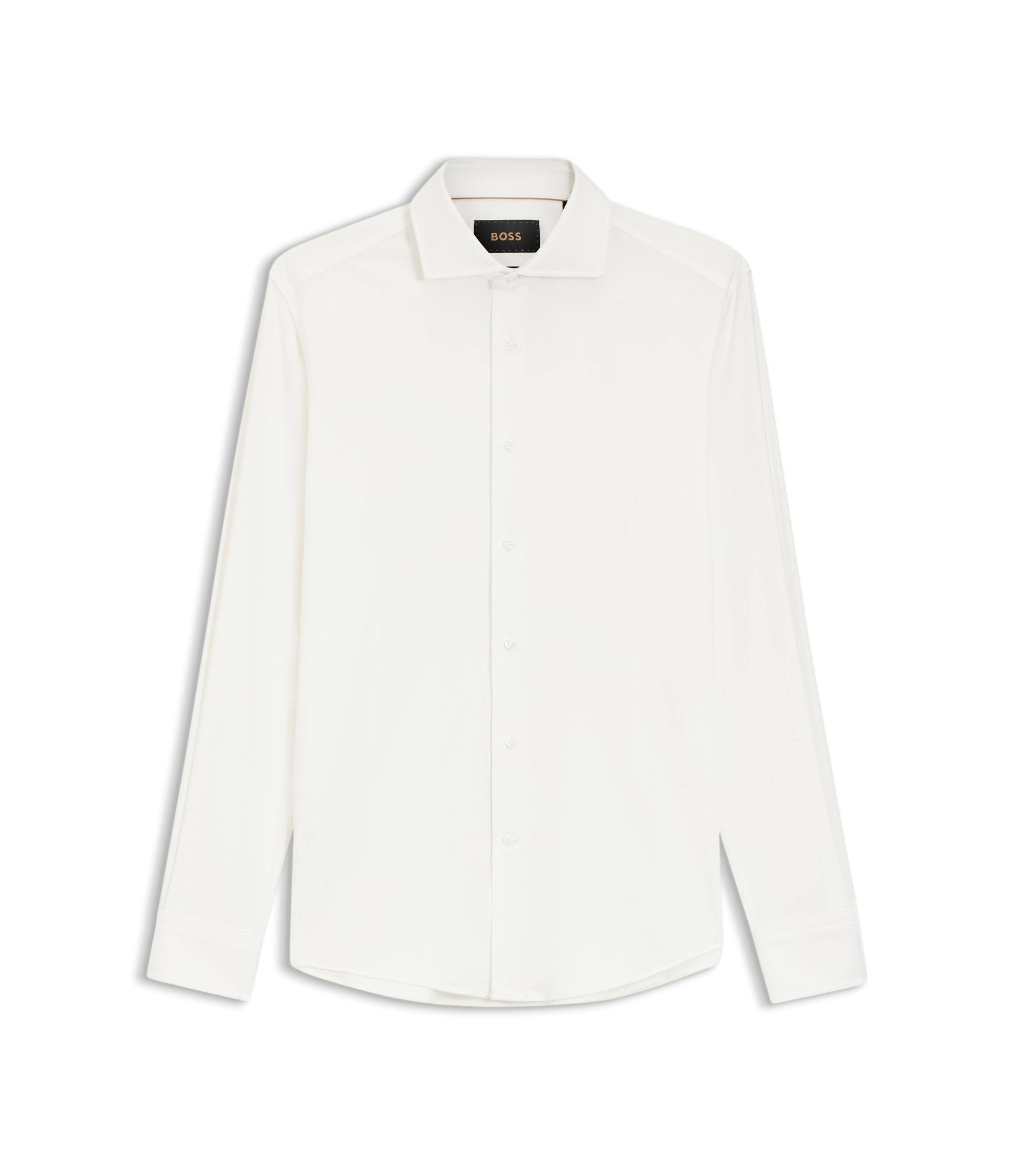 Boss Slim Fit Shirt In An Italian Made Cotton Blend White