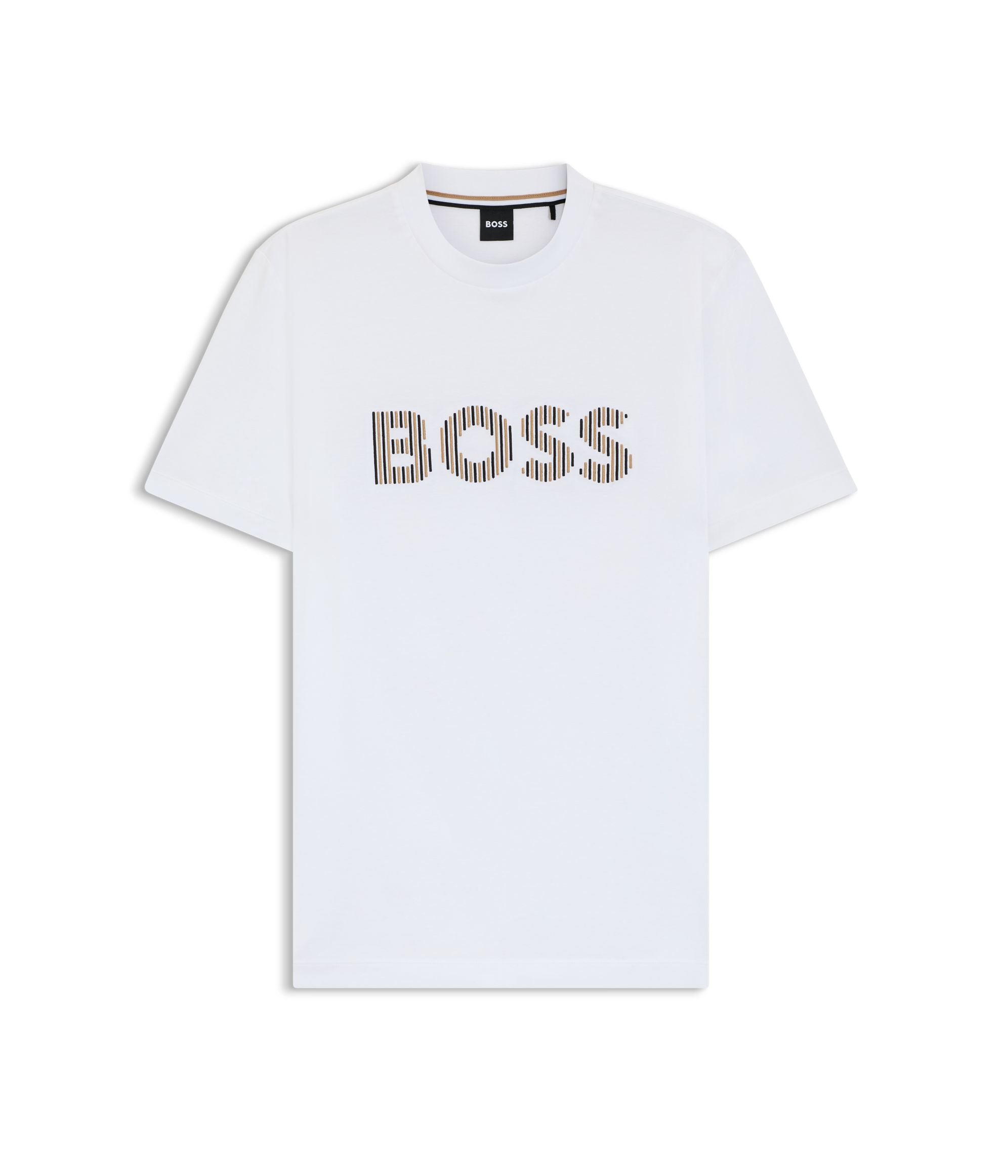 Boss Stripe Artwork T Shirt In Cotton Jersey White