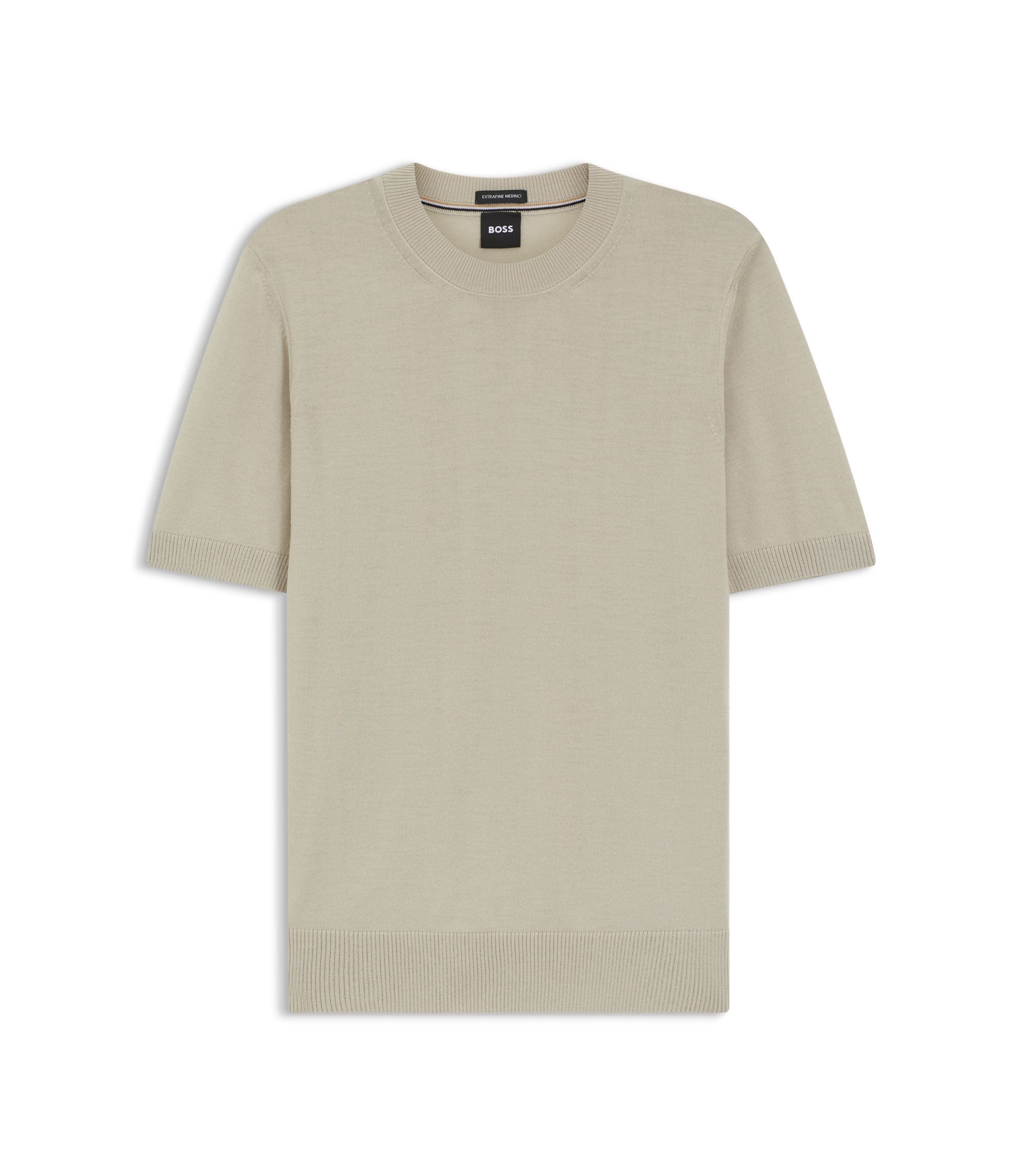Boss Knitted Sweater In Virgin Wool Light Beige