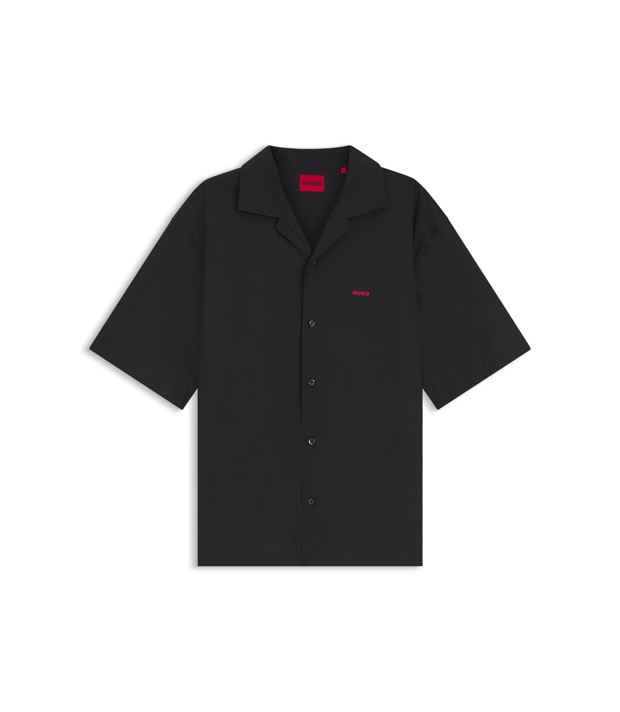 Hugo Oversized Fit Shirt In Paper Touch Cotton Black