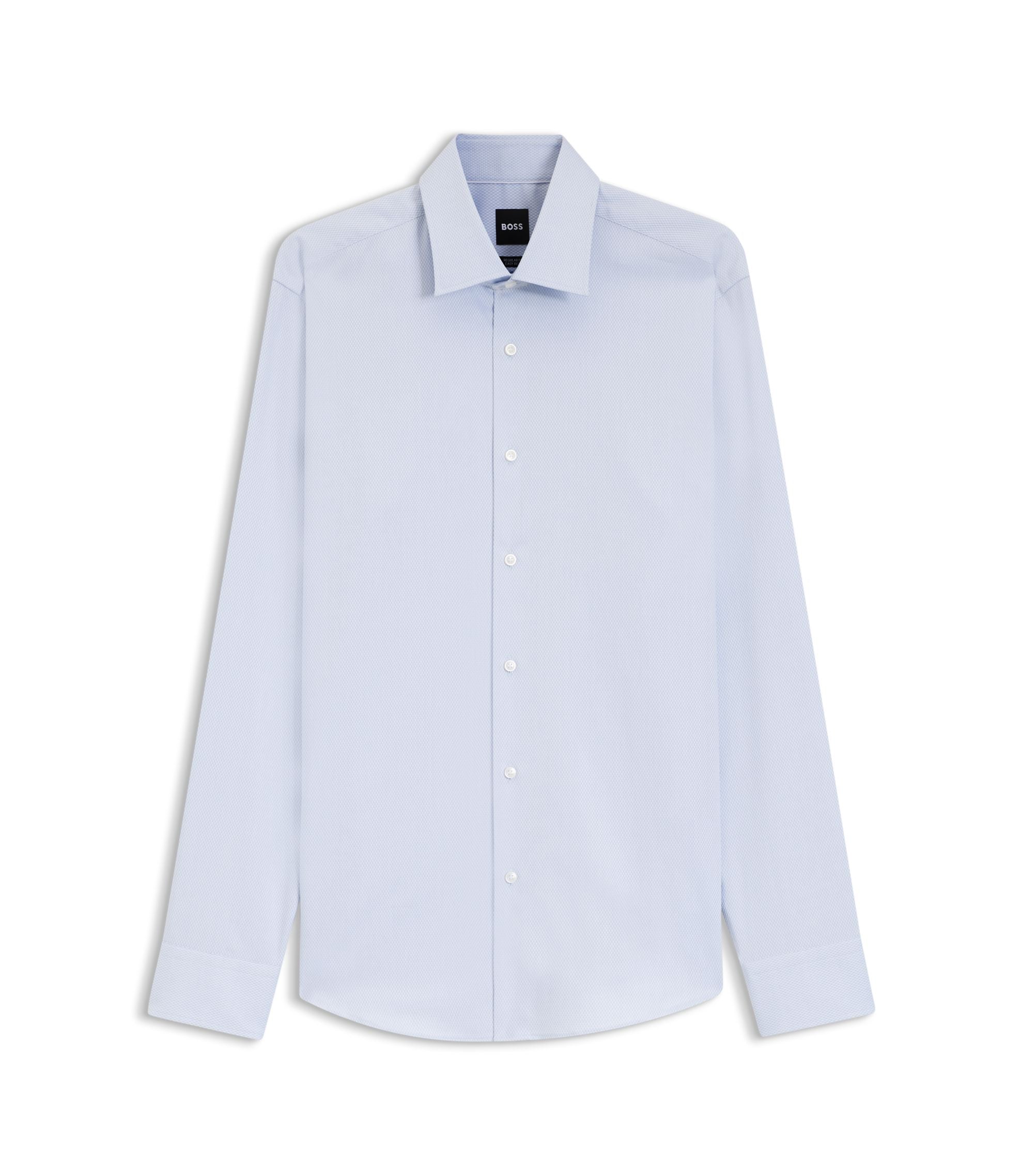 Boss Easy Iron Regular Fit Shirt In Stretch Cotton Dobby Light Blue