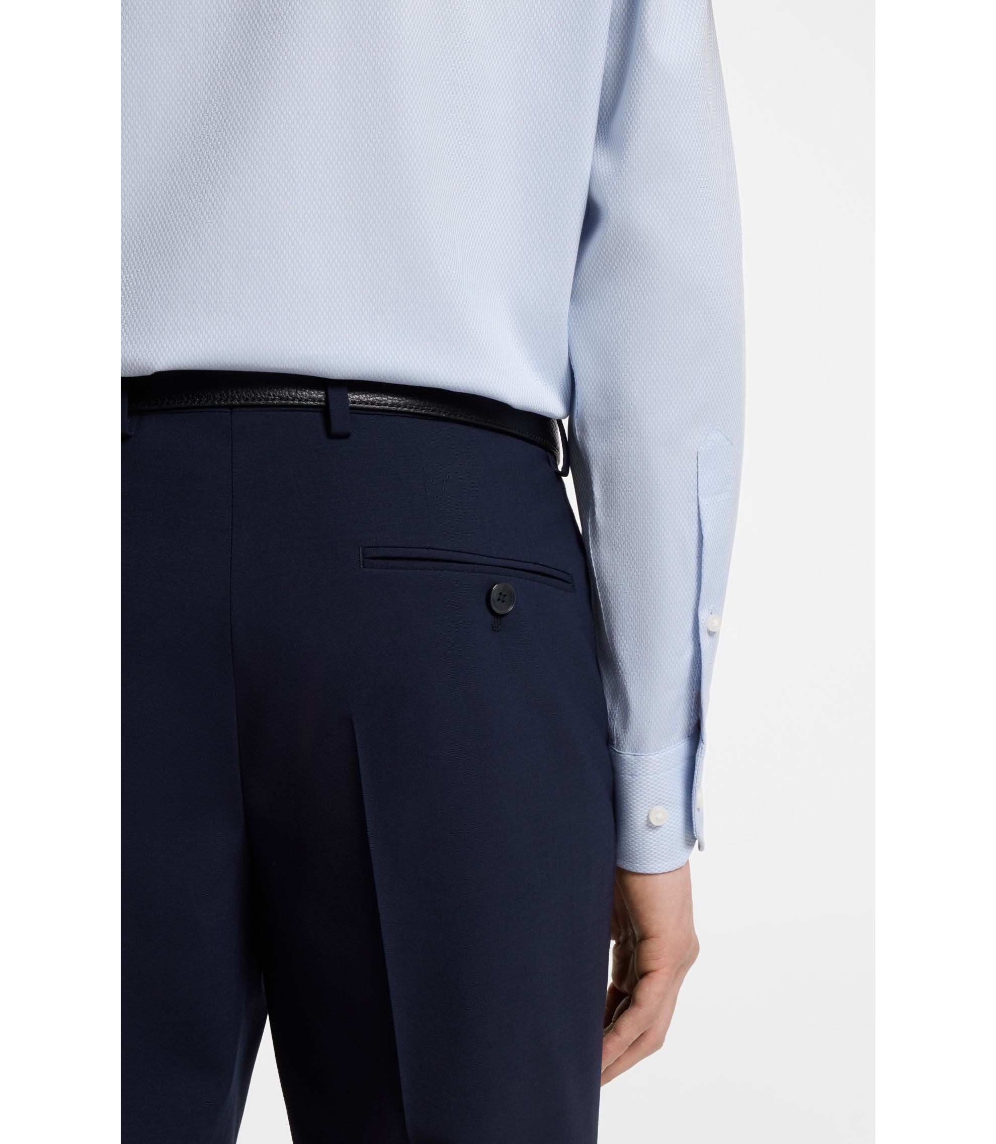 Boss Easy Iron Regular Fit Shirt In Stretch Cotton Dobby Light Blue