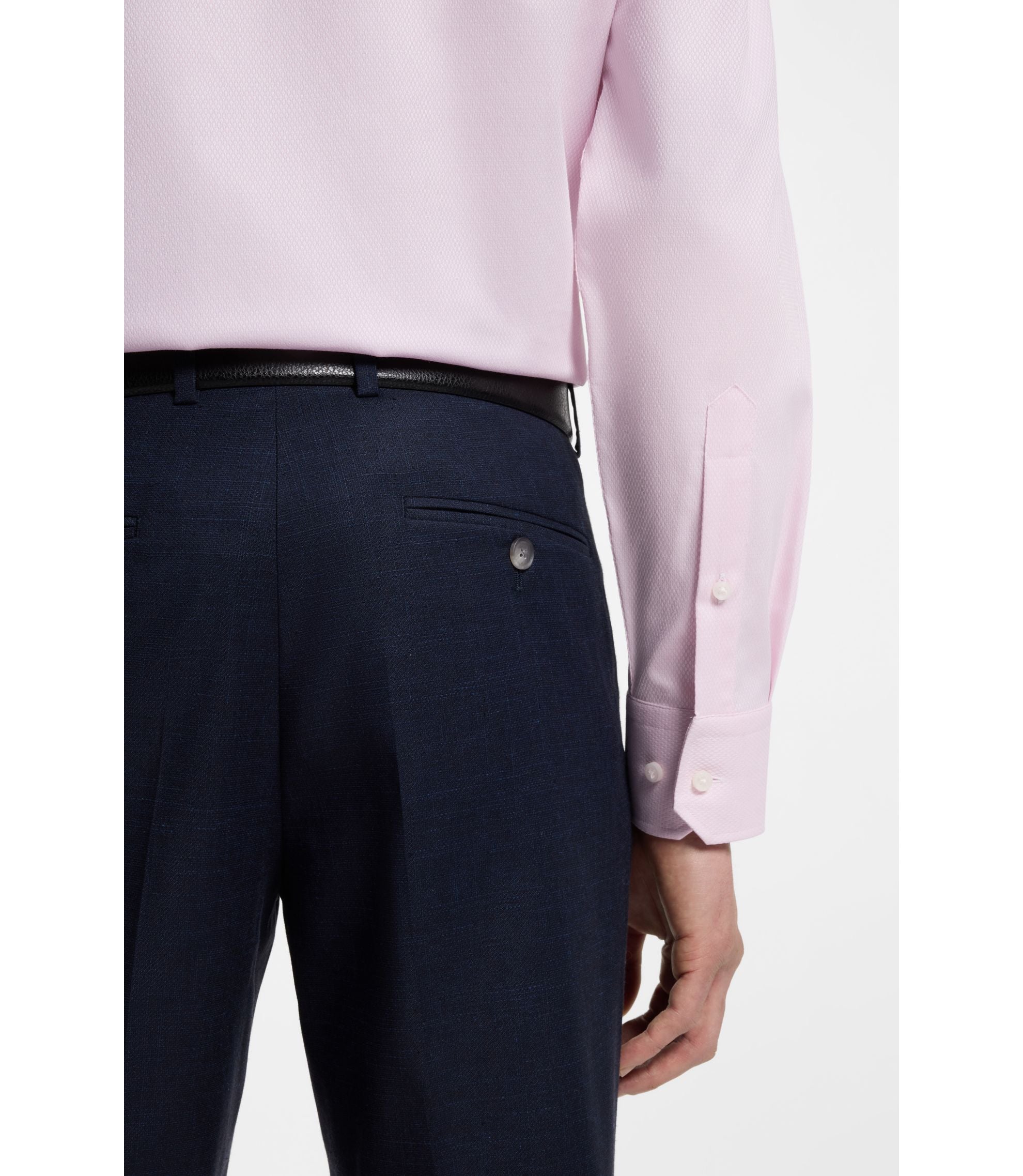 Boss Easy Iron Regular Fit Shirt In Stretch Cotton Dobby Light Pink