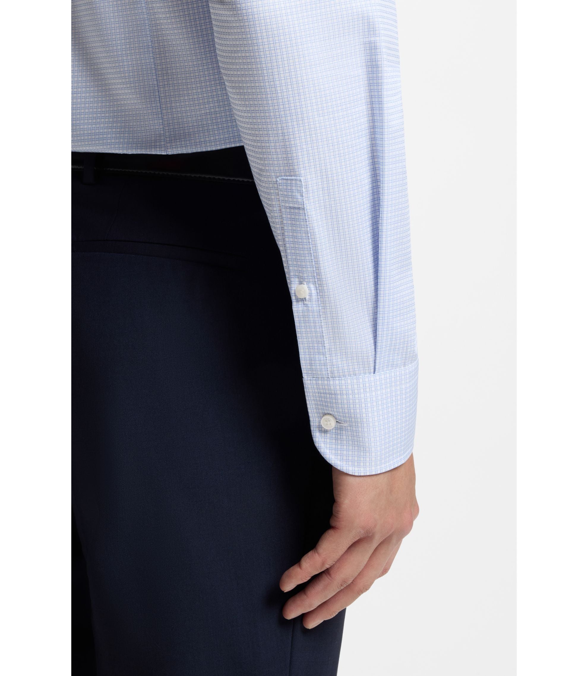 Boss Easy Iron Slim Fit Shirt In Cotton Twill Light Blue