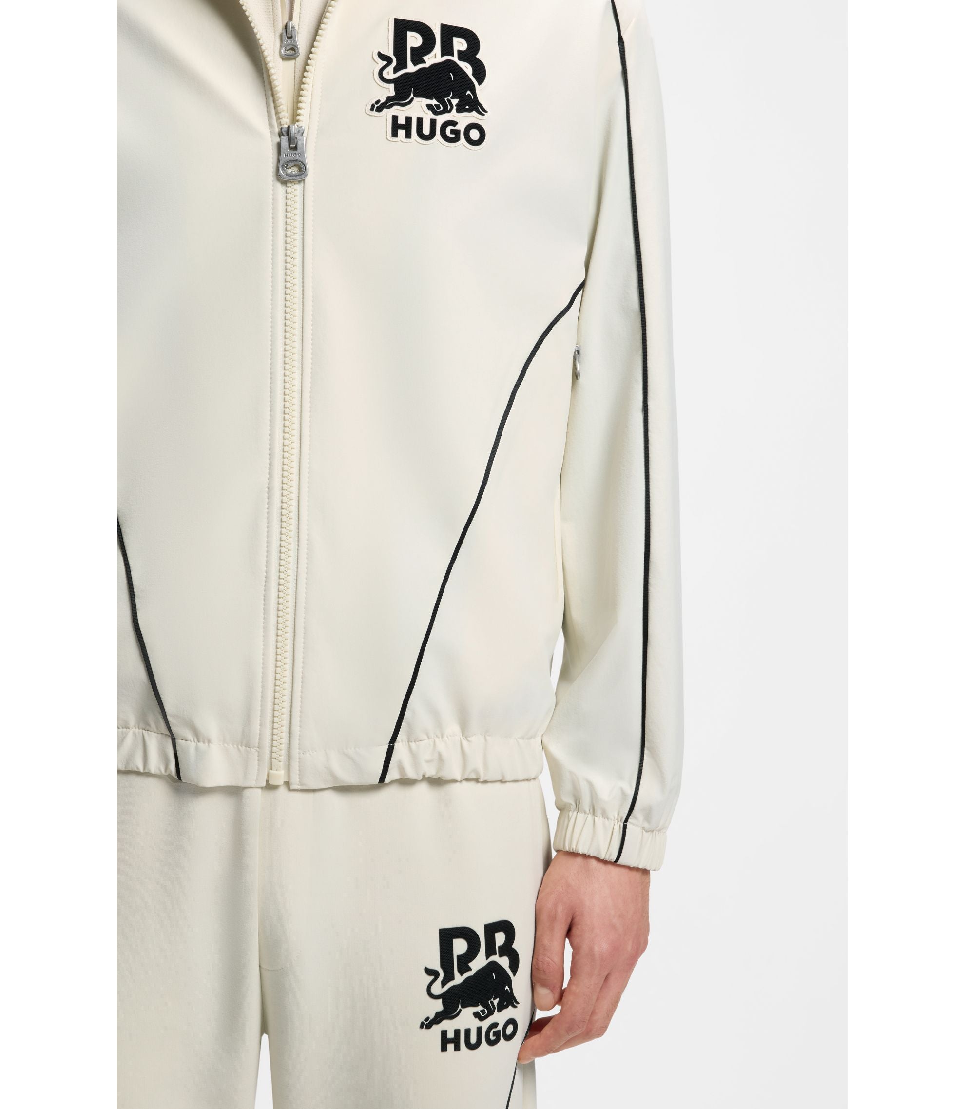 Hugo X Rb Zipper Up Jacket With Bull Motif White