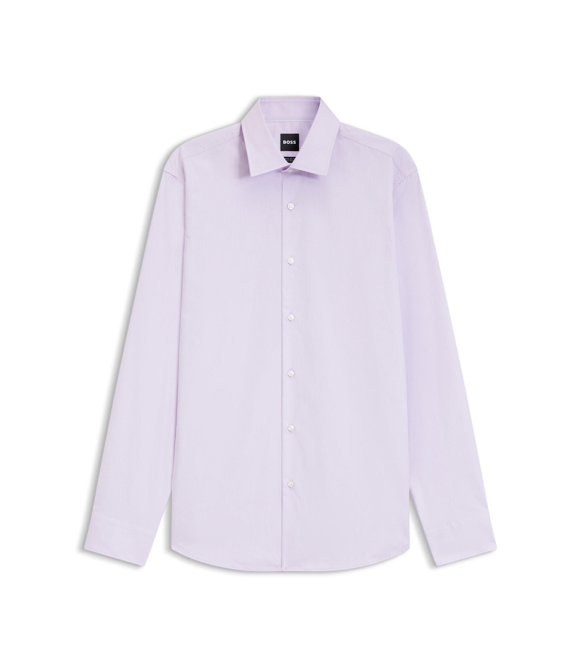 Boss Easy Iron Regular Fit Shirt In Stretch Cotton Light Purple
