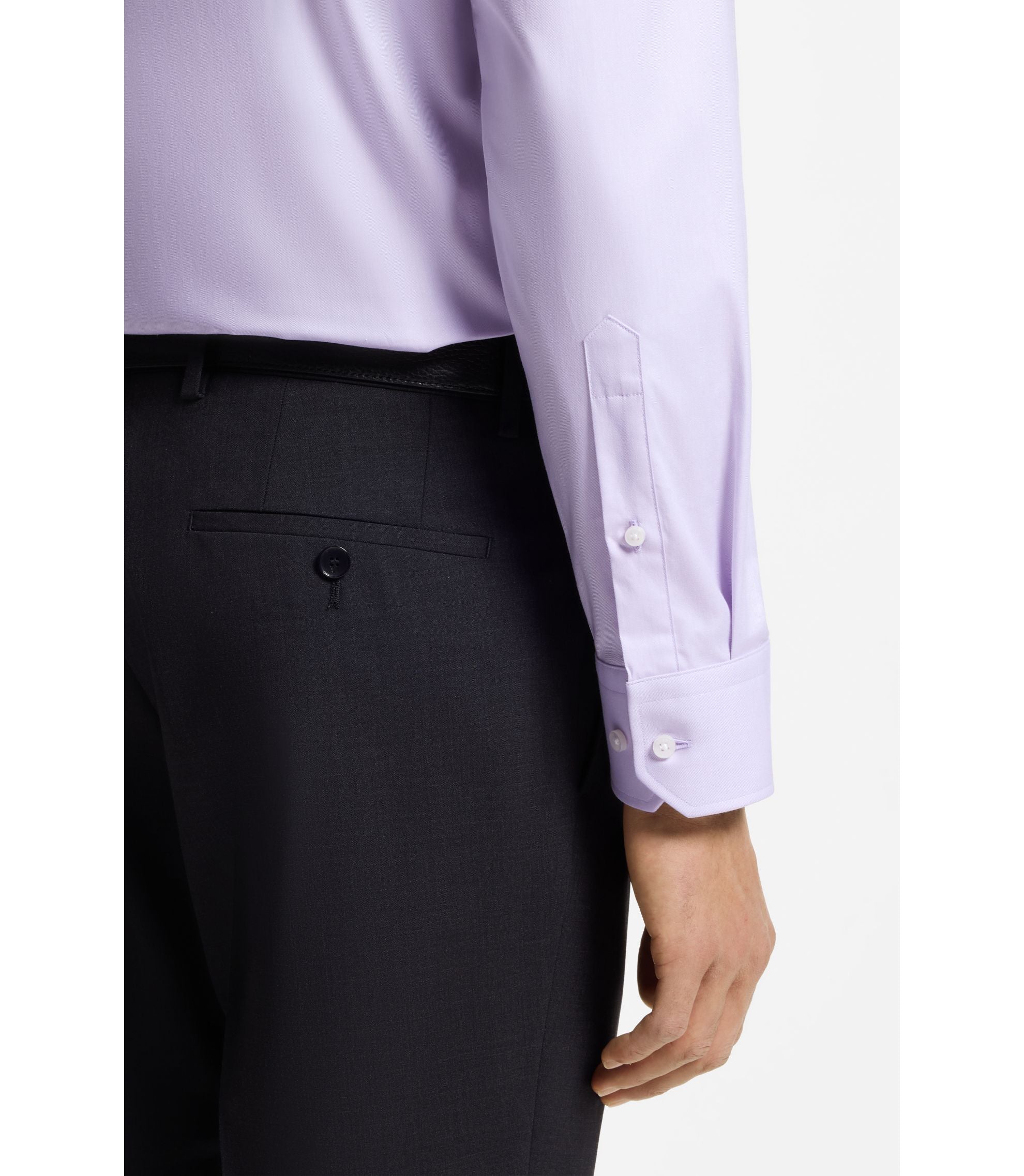 Boss Easy Iron Regular Fit Shirt In Stretch Cotton Light Purple