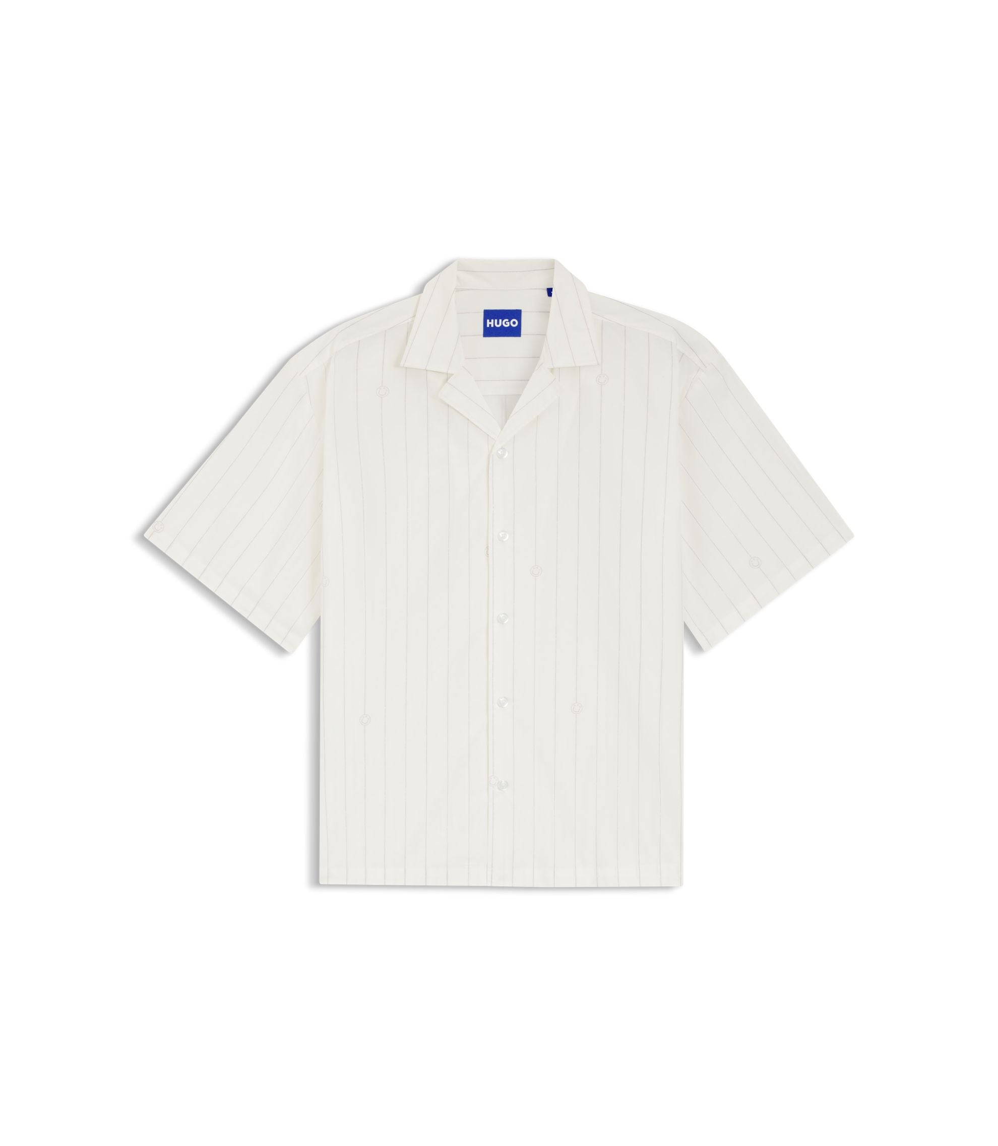 Hugo Printed Relaxed Fit Shirt In Cotton Poplin White