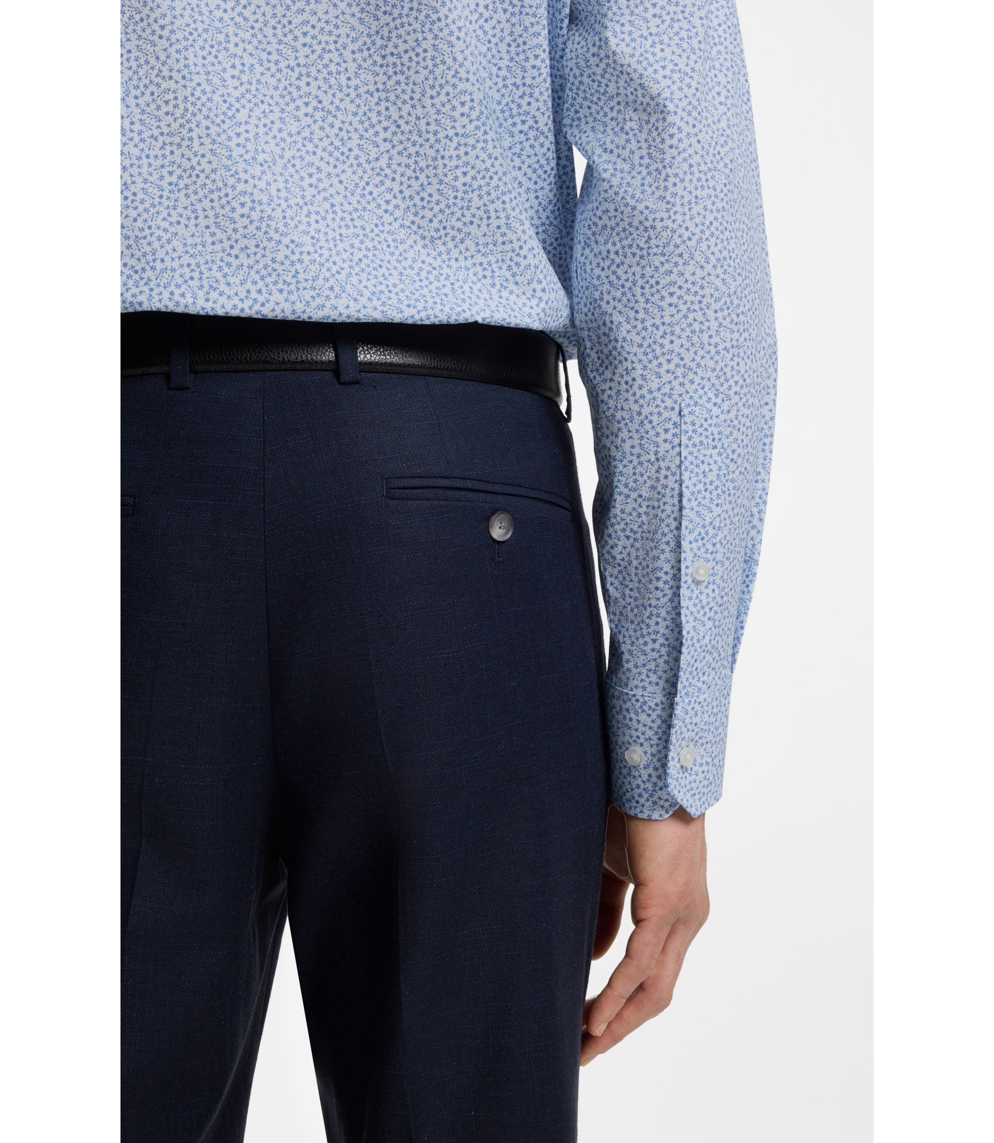 Boss Regular Fit Shirt In Printed Stretch Cotton Light Blue