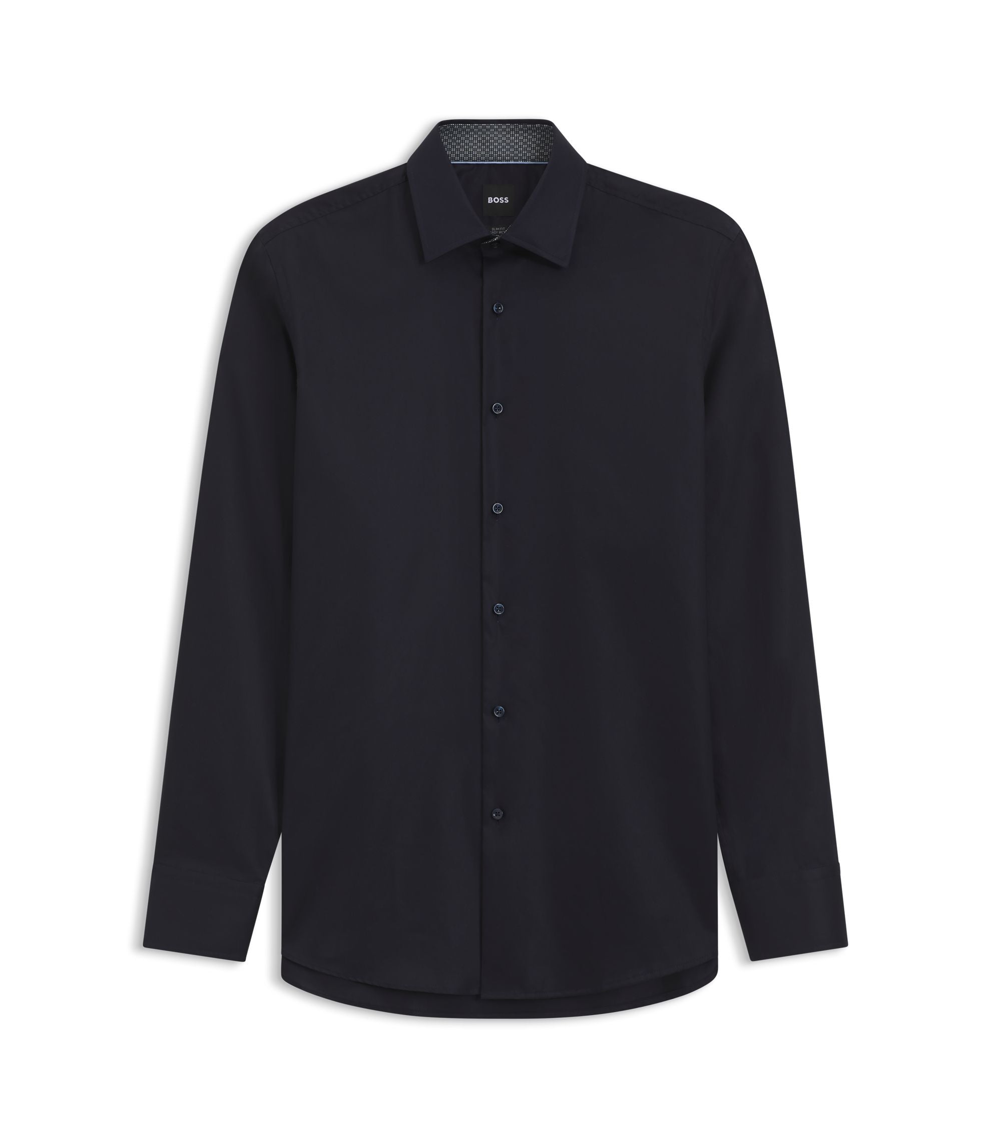 Boss Easy Iron Slim Fit Shirt In Cotton Poplin Dark Blue