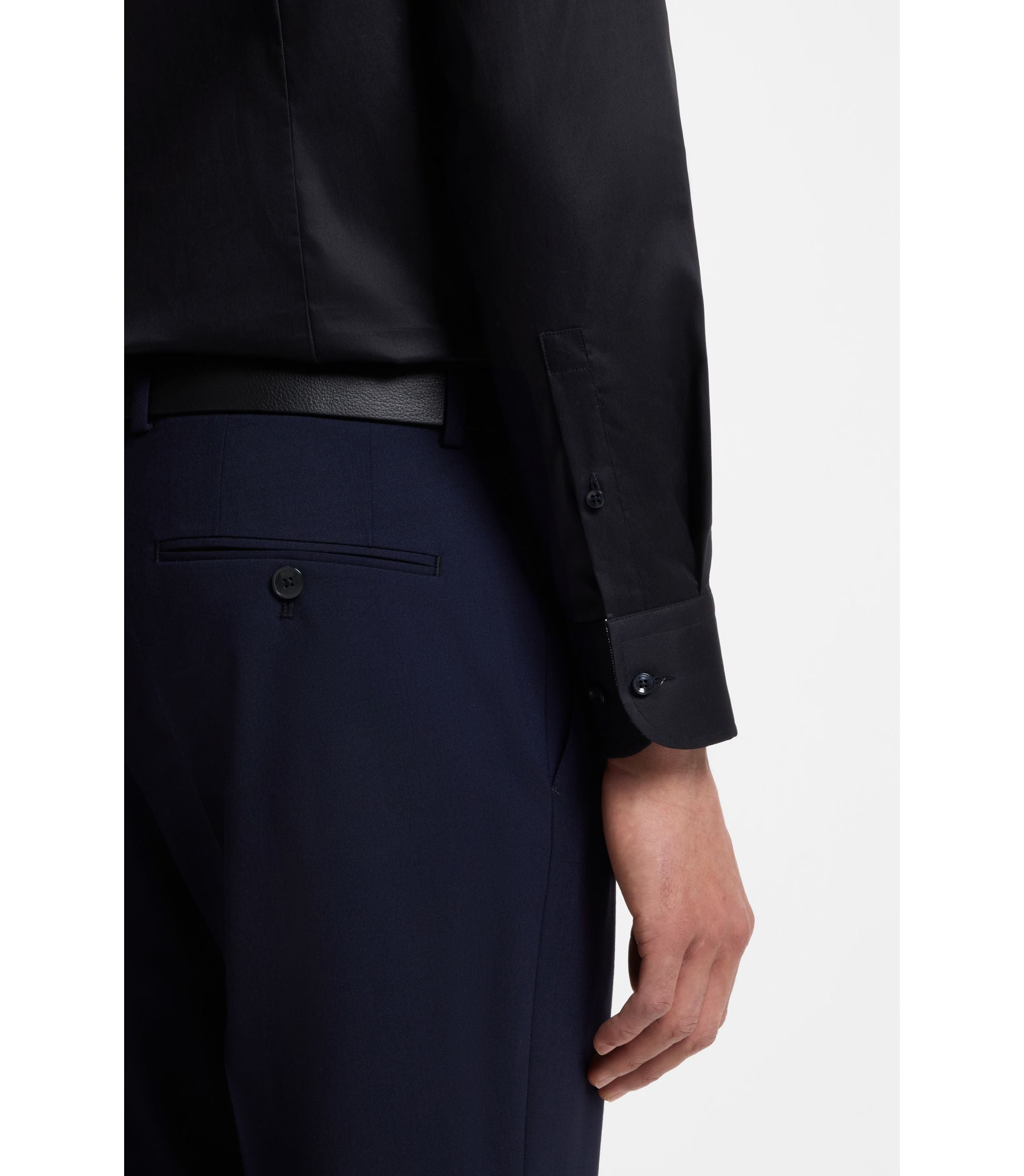 Boss Easy Iron Slim Fit Shirt In Cotton Poplin Dark Blue