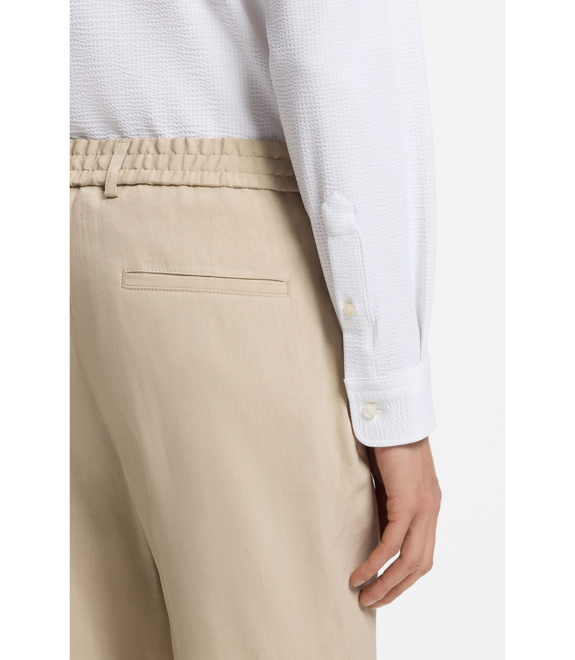 Boss Slim Fit Shirt In Italian Performance Stretch Seersucker White