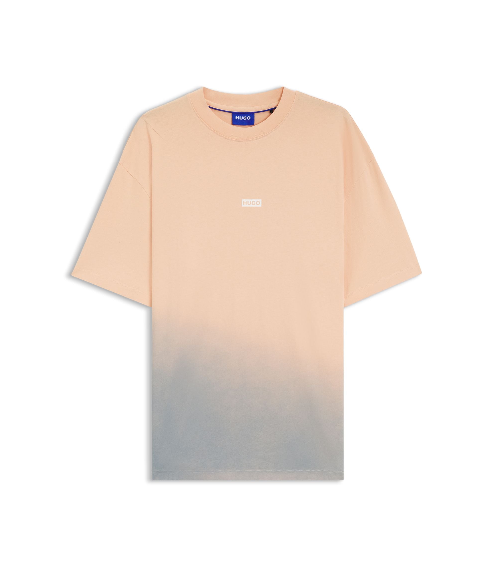 Hugo Dip Dyed Logo T Shirt In Cotton Jersey Light Orange