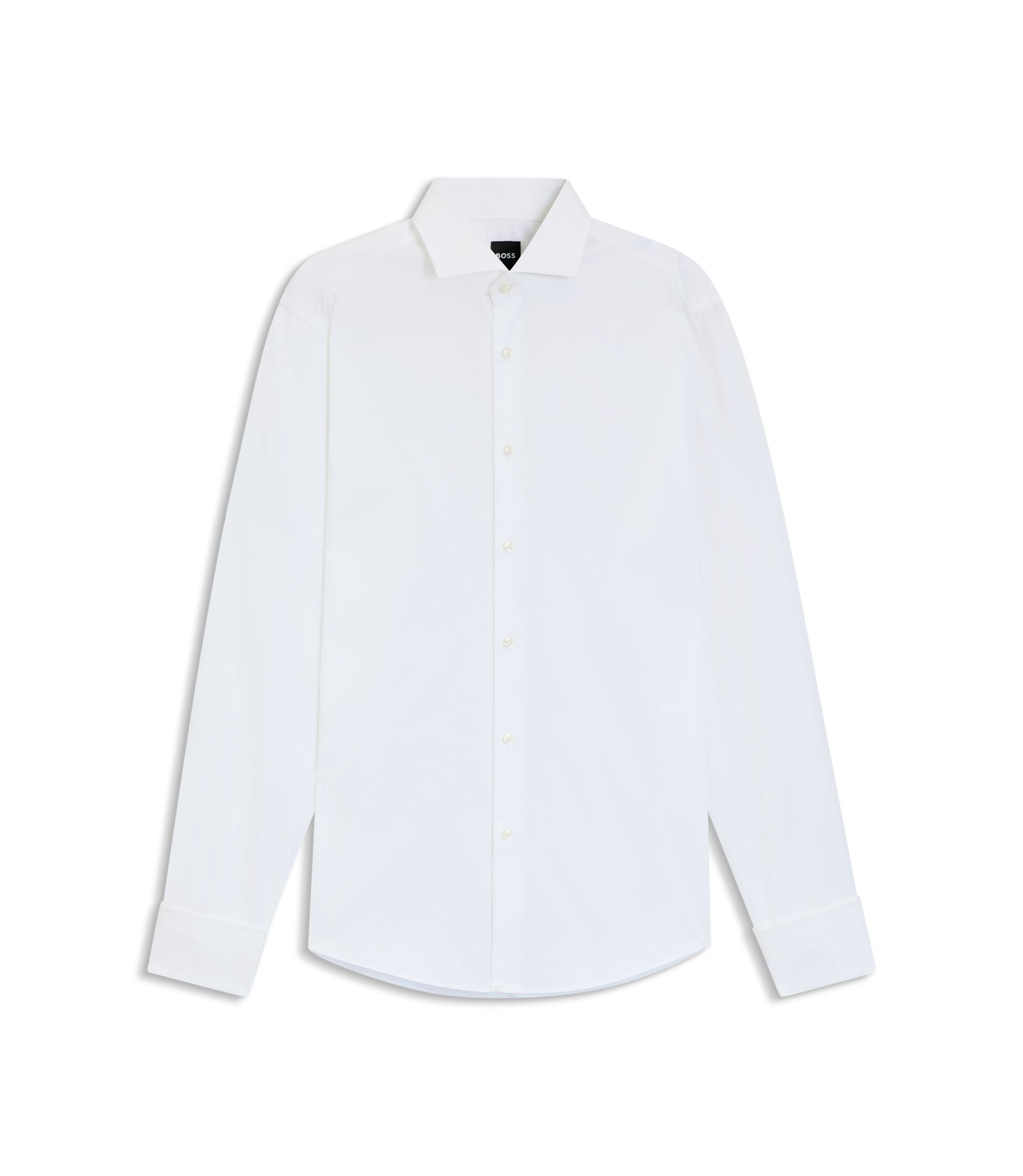 Boss Regular Fit Shirt In Structured Italian Cotton White