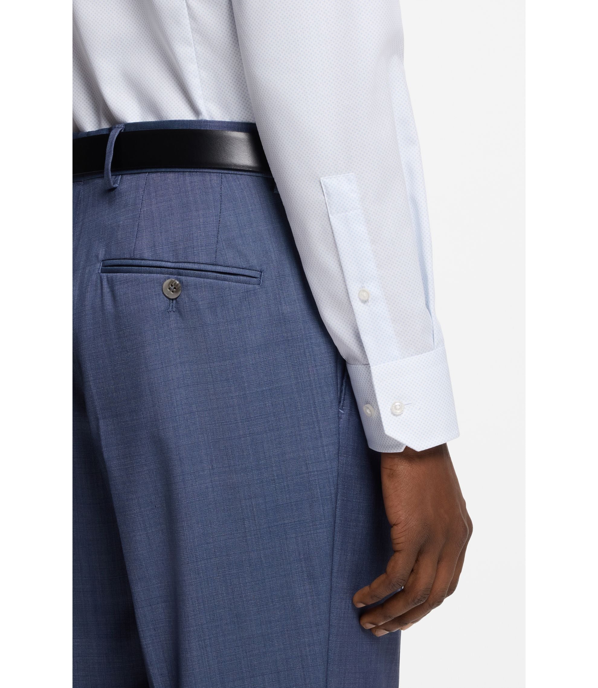 Boss Printed Slim Fit Shirt In Wrinkle Free Cotton Twill Light Blue