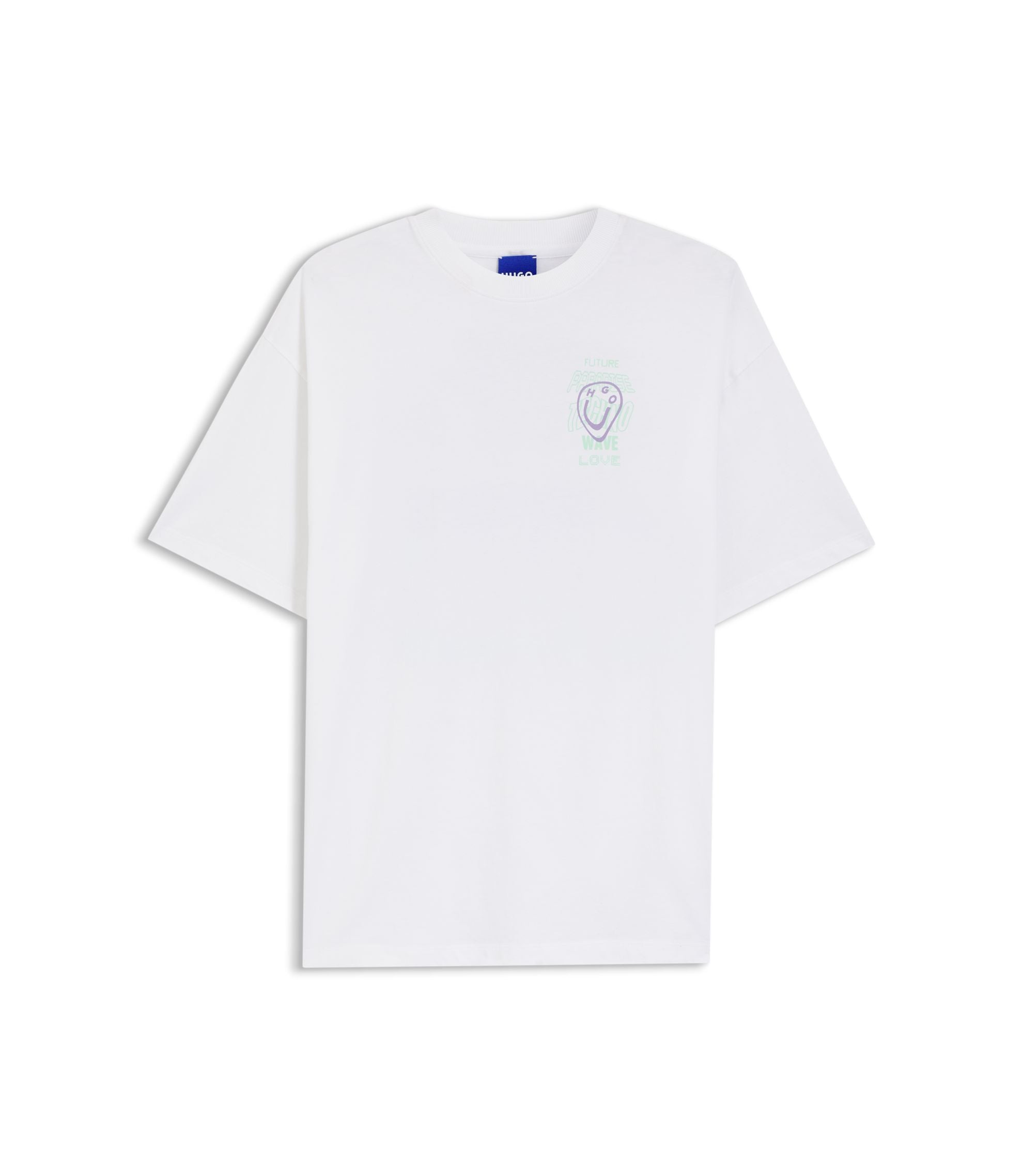 Hugo Cotton Jersey T Shirt With Printed Artwork White Women's