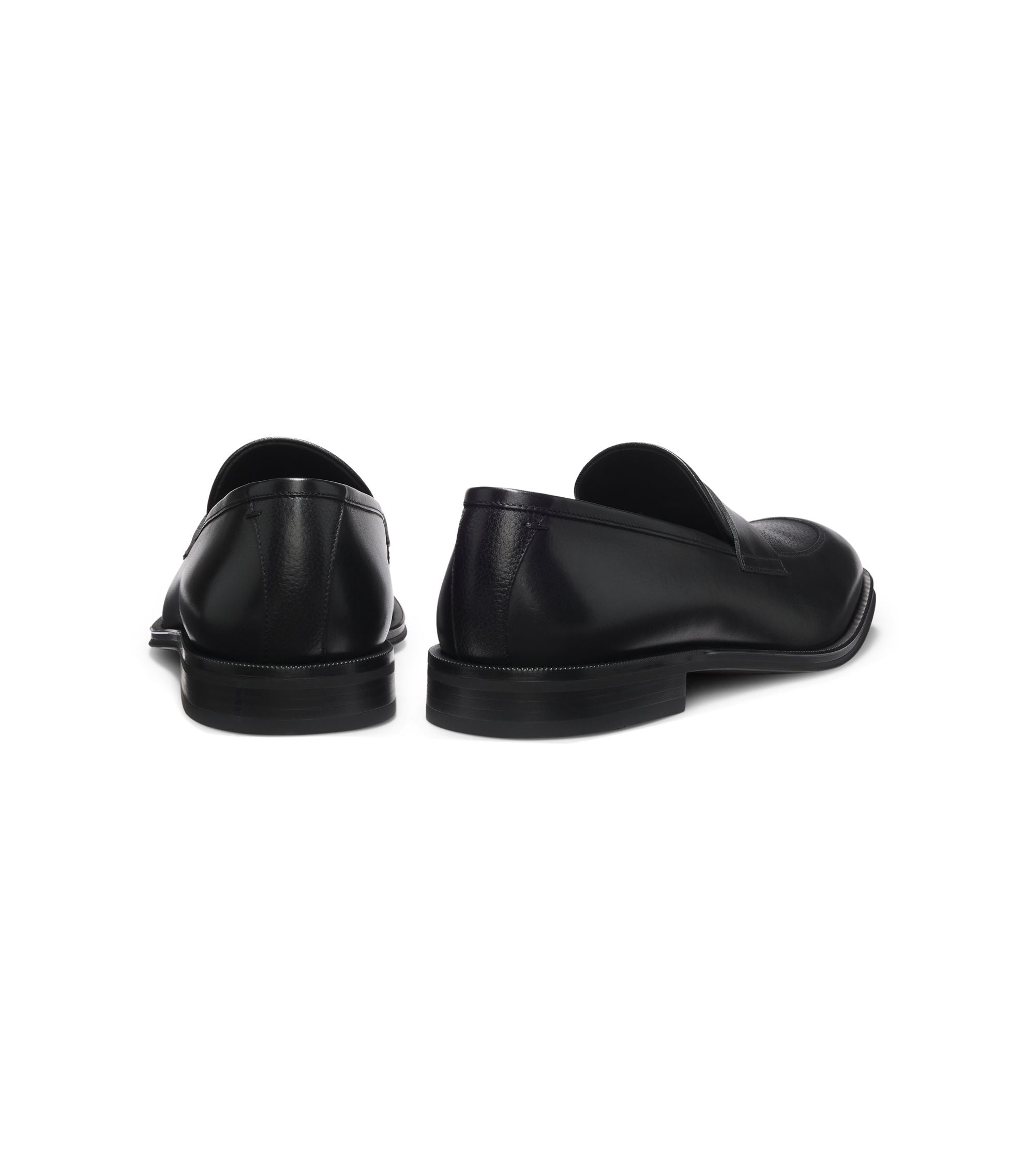 Boss Leather Loafers With Plain Penny Trim Black Black