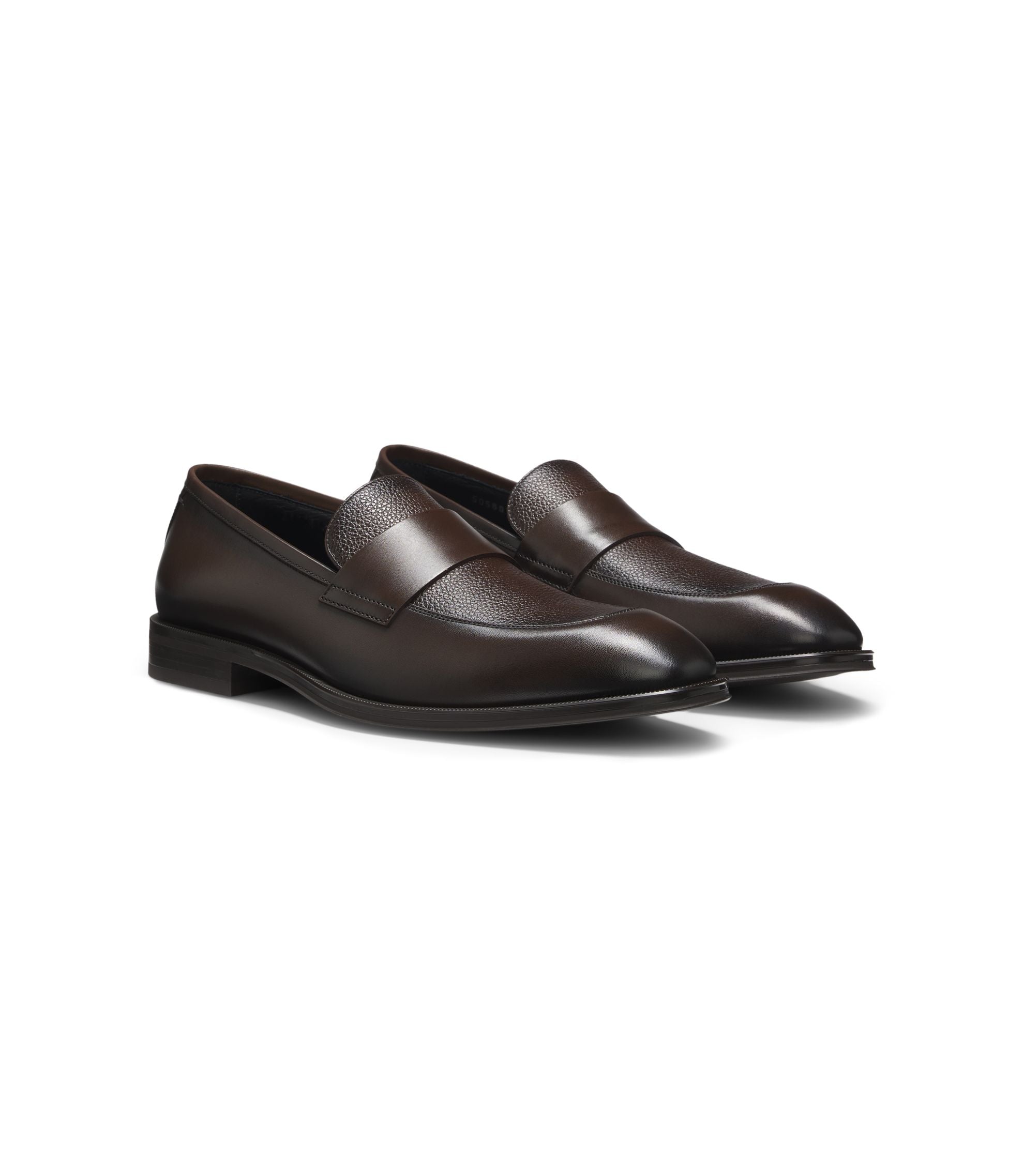 Boss Leather Loafers With Plain Penny Trim Dark Brown Dark Brown