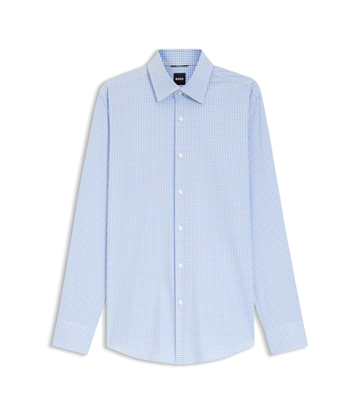 Boss Checked Slim Fit Shirt In Performance Stretch Fabric Light Blue