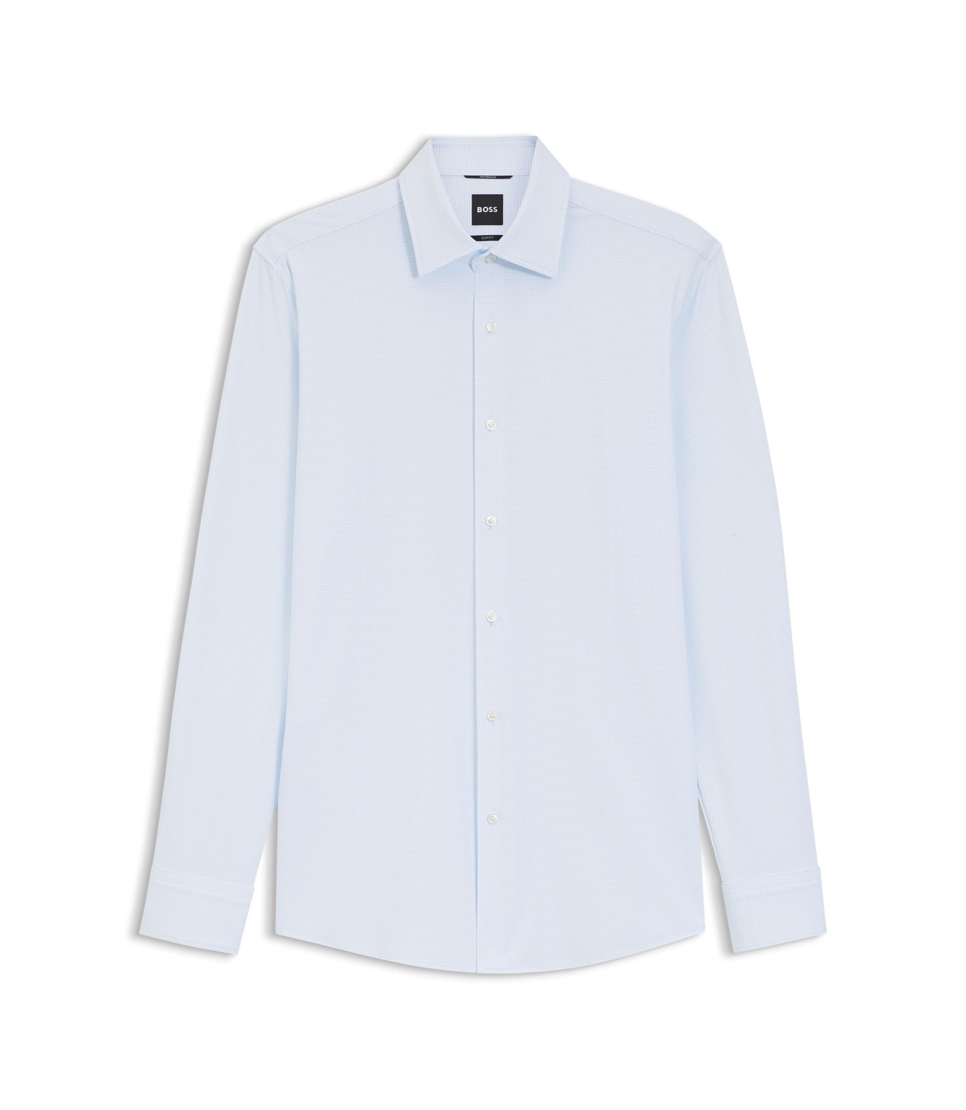 Boss Slim Fit Shirt In Italian Performance Stretch Jersey Light Blue