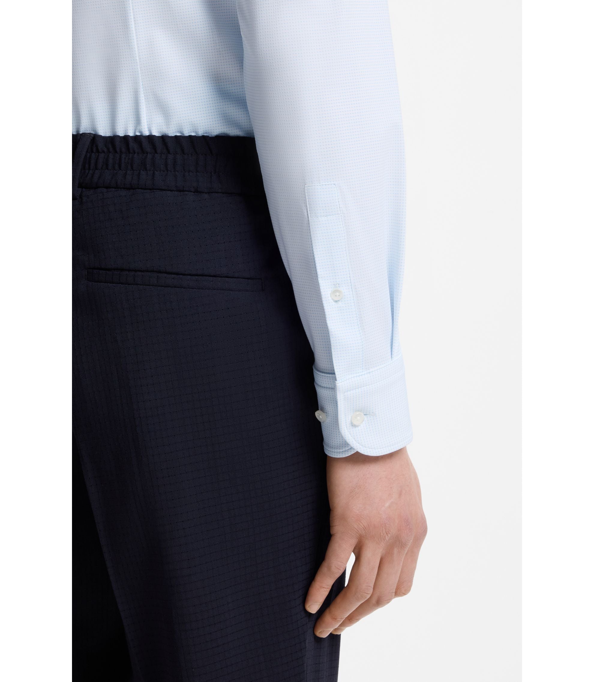 Boss Slim Fit Shirt In Italian Performance Stretch Jersey Light Blue