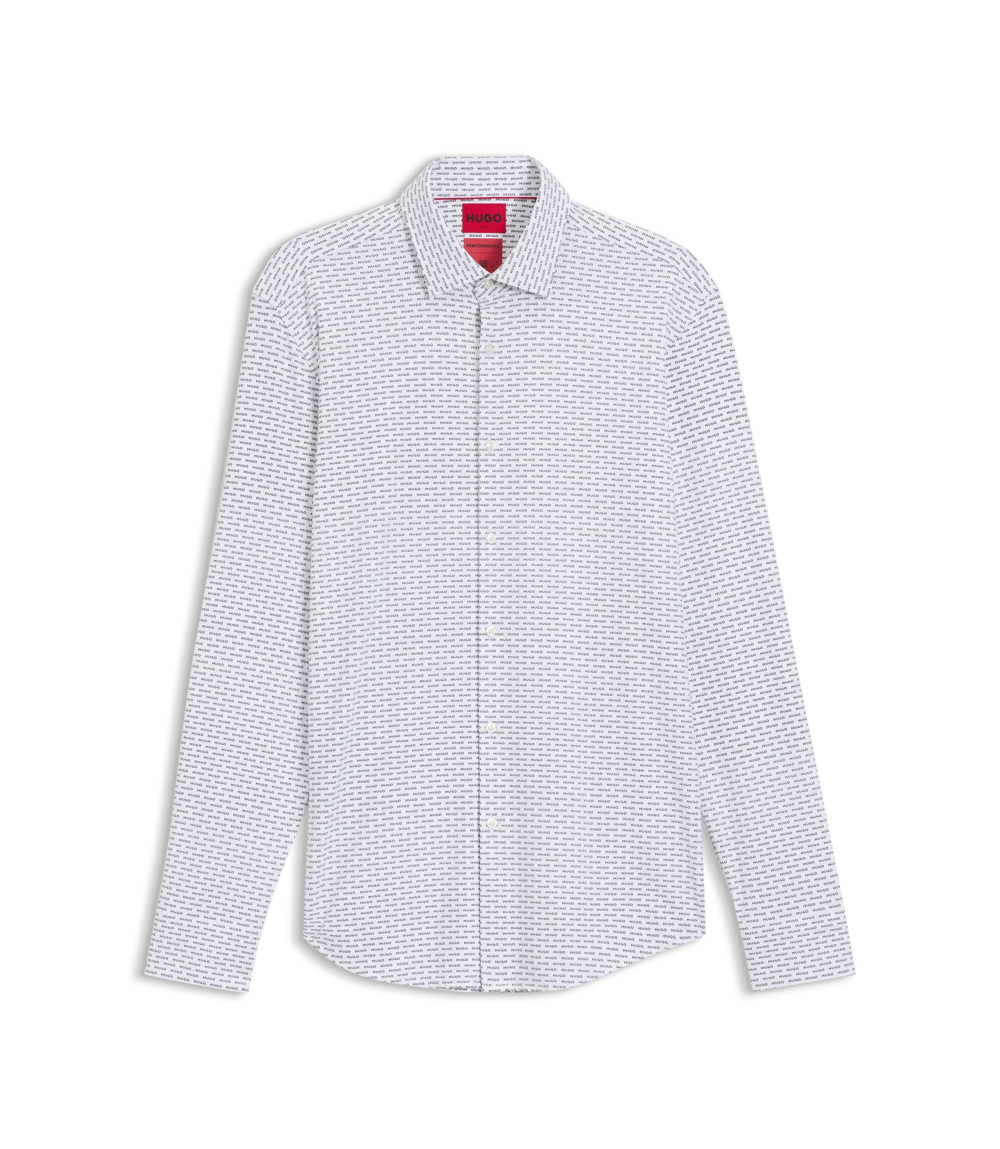 Hugo Printed Slim Fit Shirt In Stretch Jersey Black