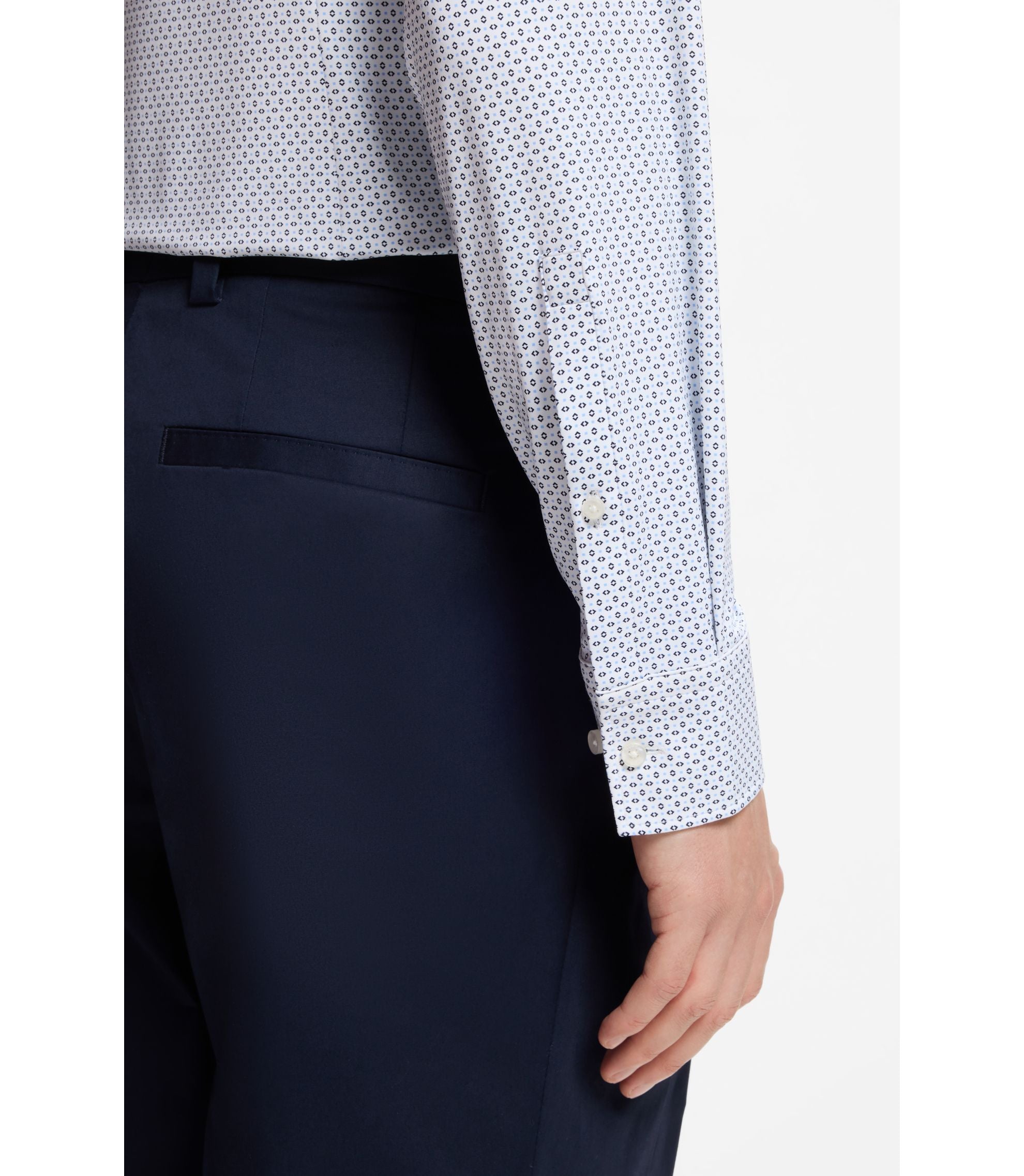 Hugo Printed Slim Fit Shirt In Stretch Jersey White