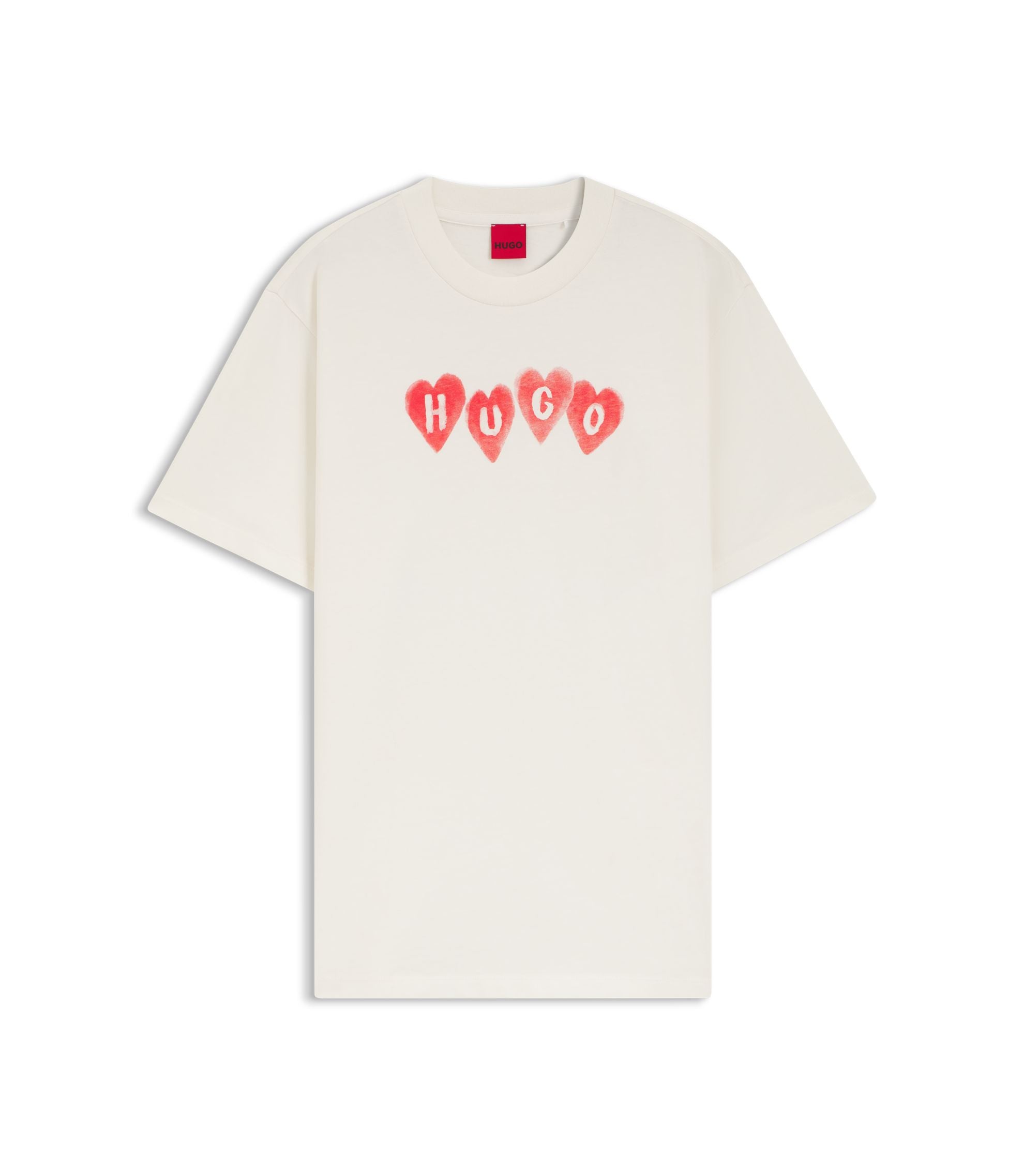 Hugo Heart Logo T Shirt In Cotton Jersey White Women's