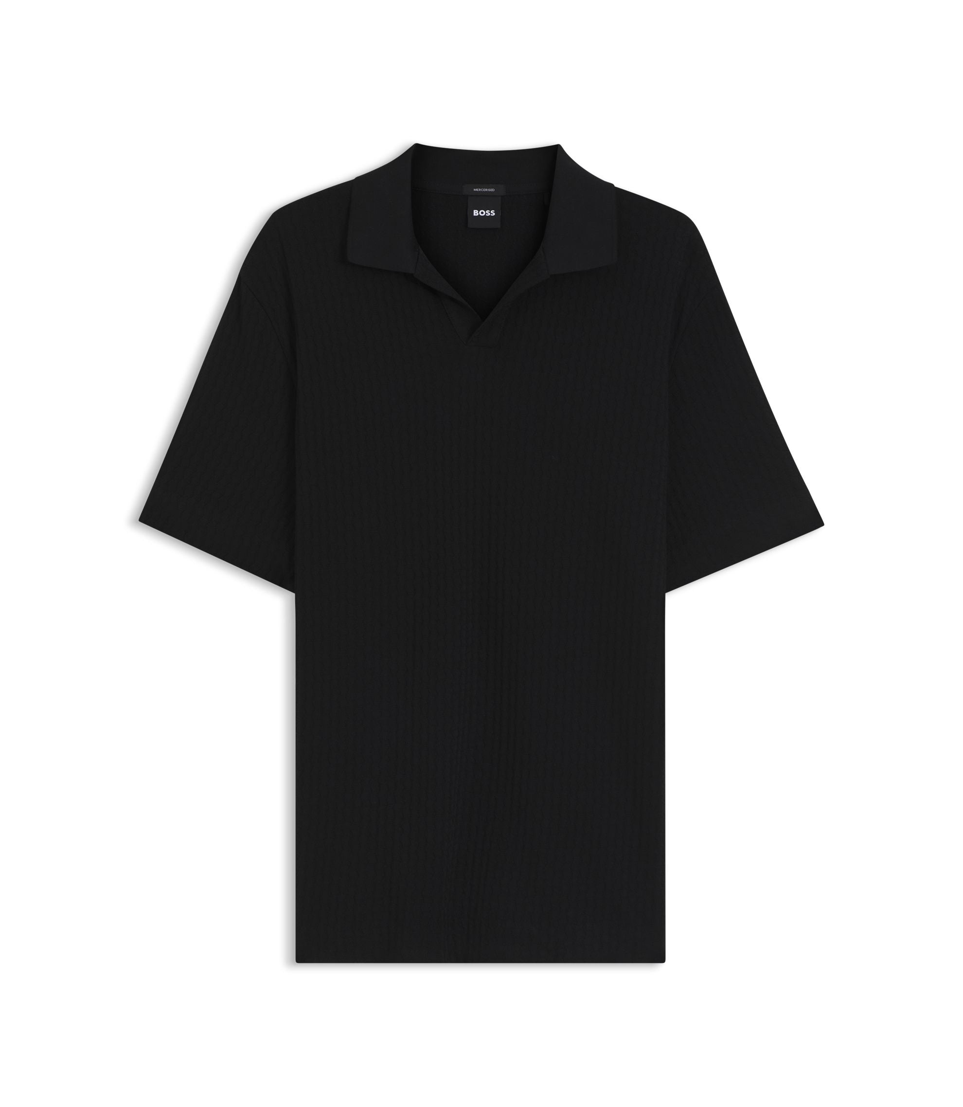 Boss Jacquard Pattern Polo Shirt With Johnny Collar Black