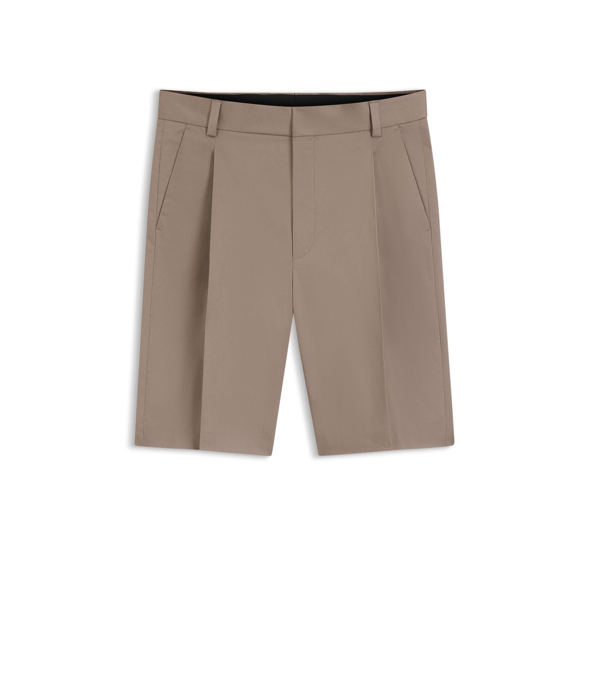 Hugo Relaxed Fit Shorts In Stretch Cotton Twill Light Brown