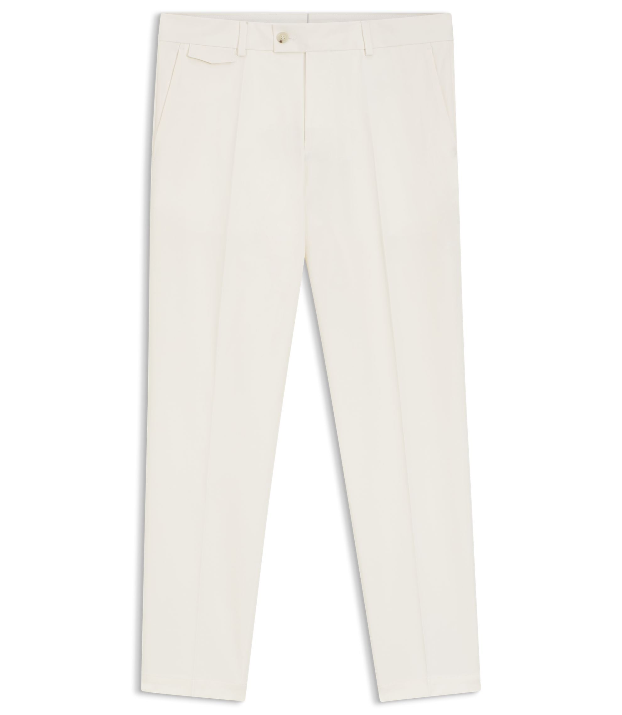 Boss Easy Iron Tapered Fit Trousers In Stretch Cotton Poplin White