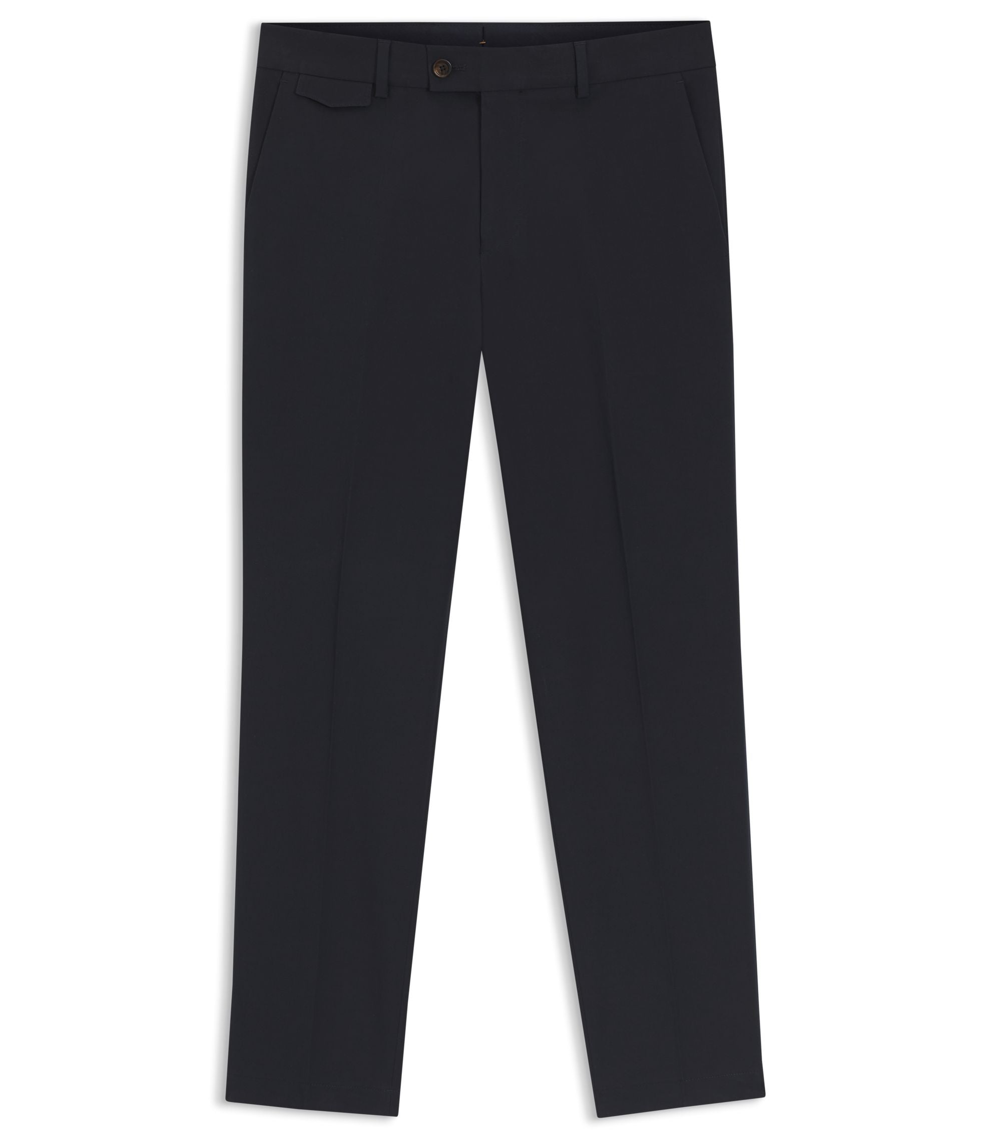 Boss Easy Iron Tapered Fit Trousers In Stretch Cotton Poplin Dark Blue