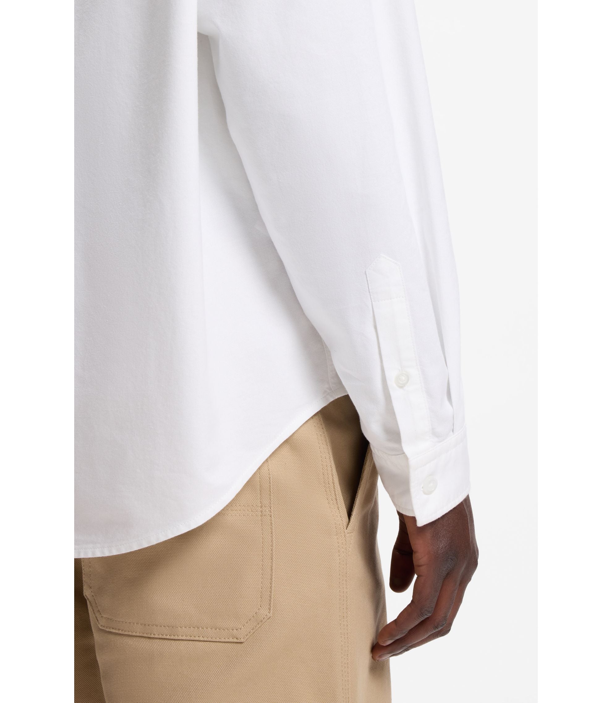 Hugo Oversize Fit Shirt In Oxford Cotton With Logo Embroidery White