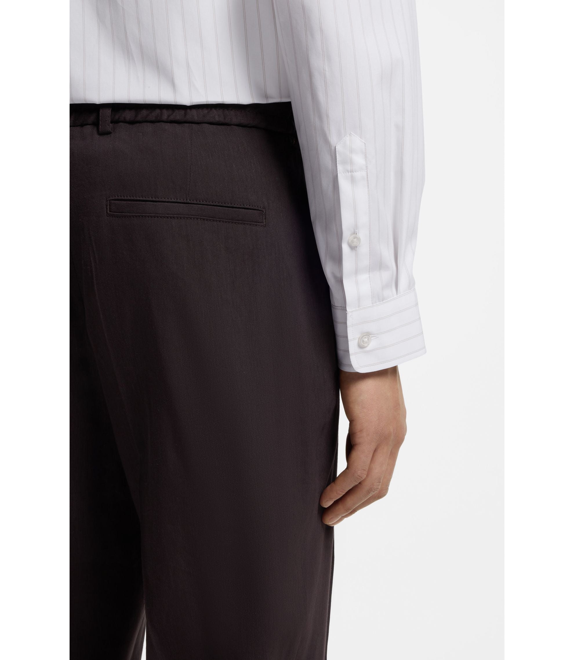 Boss Striped Relaxed Fit Shirt In Cotton Poplin White