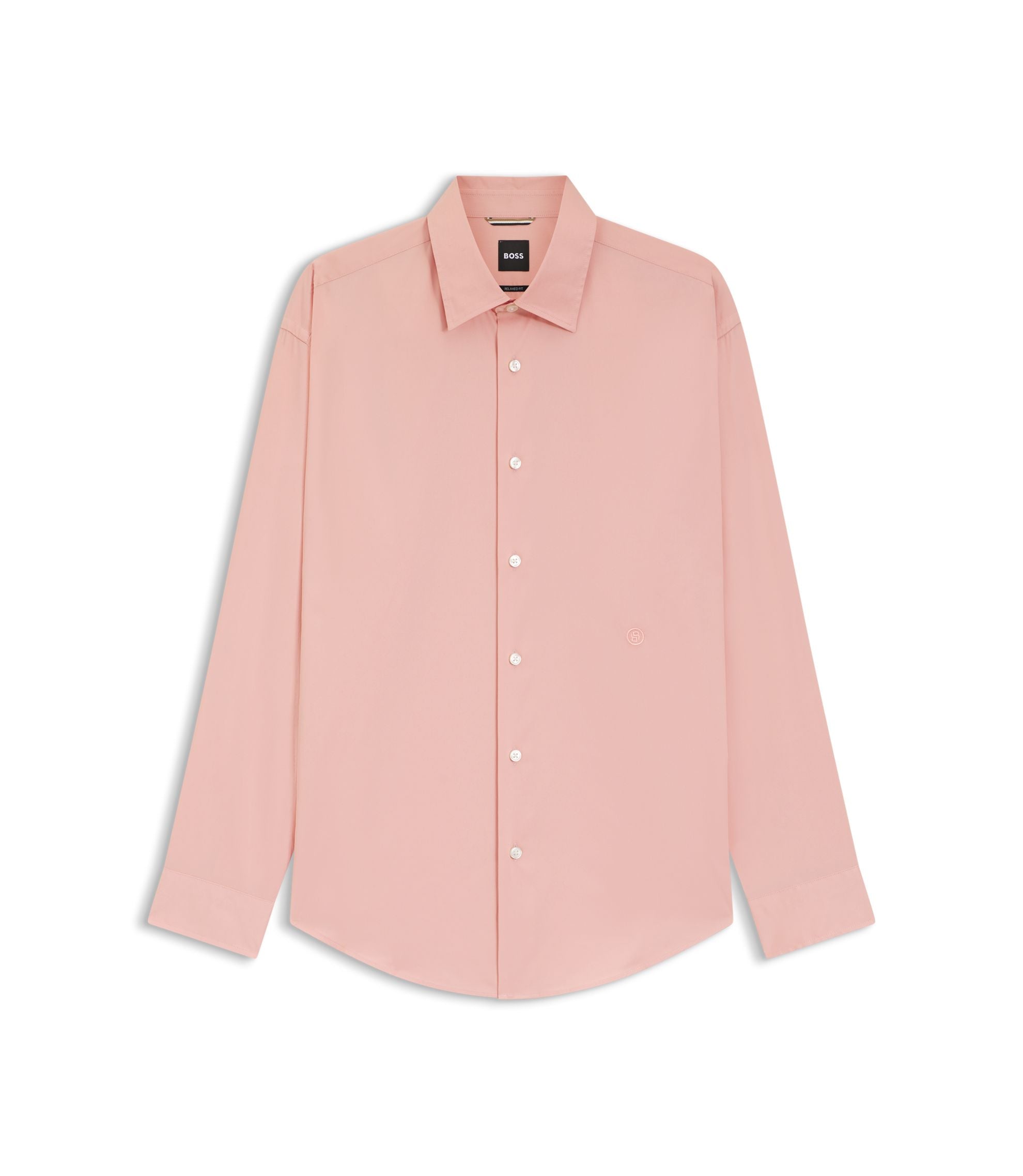 Boss Relaxed Fit Shirt In Cotton Poplin Light Pink