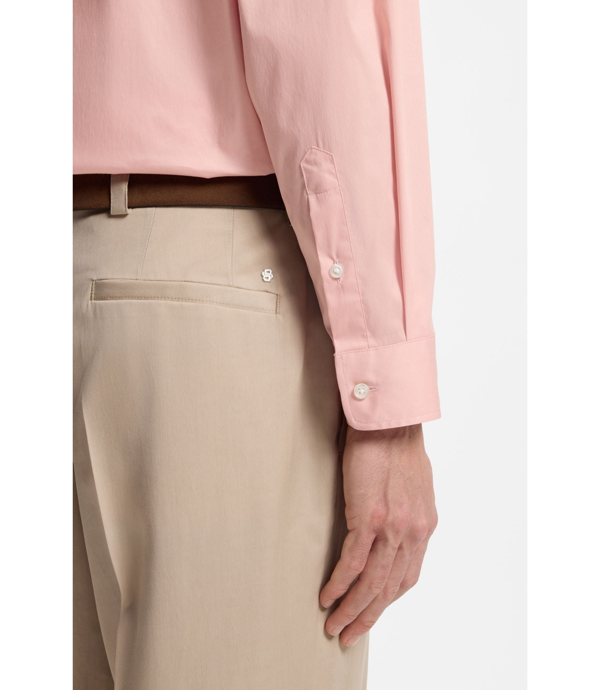 Boss Relaxed Fit Shirt In Cotton Poplin Light Pink