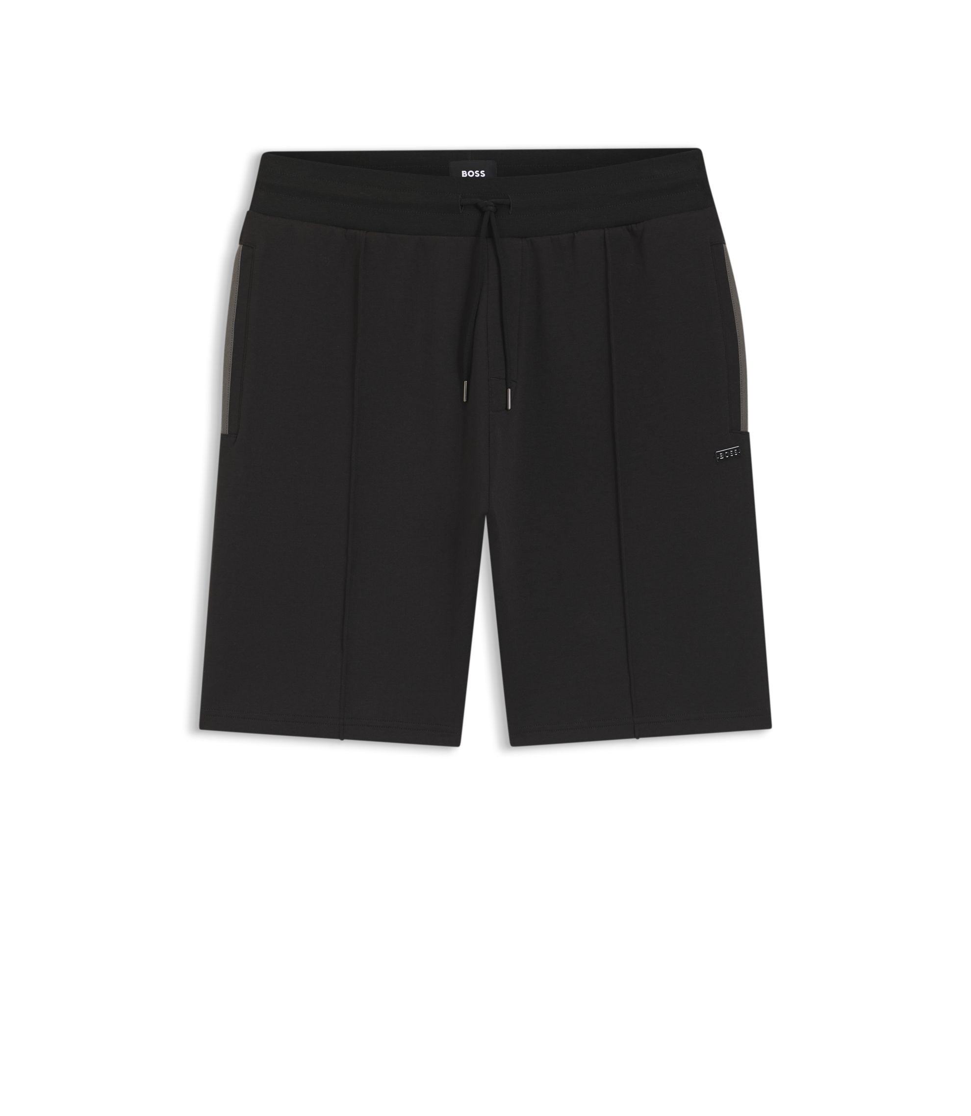 Boss Pintuck Detail Shorts In A Cotton Blend Black
