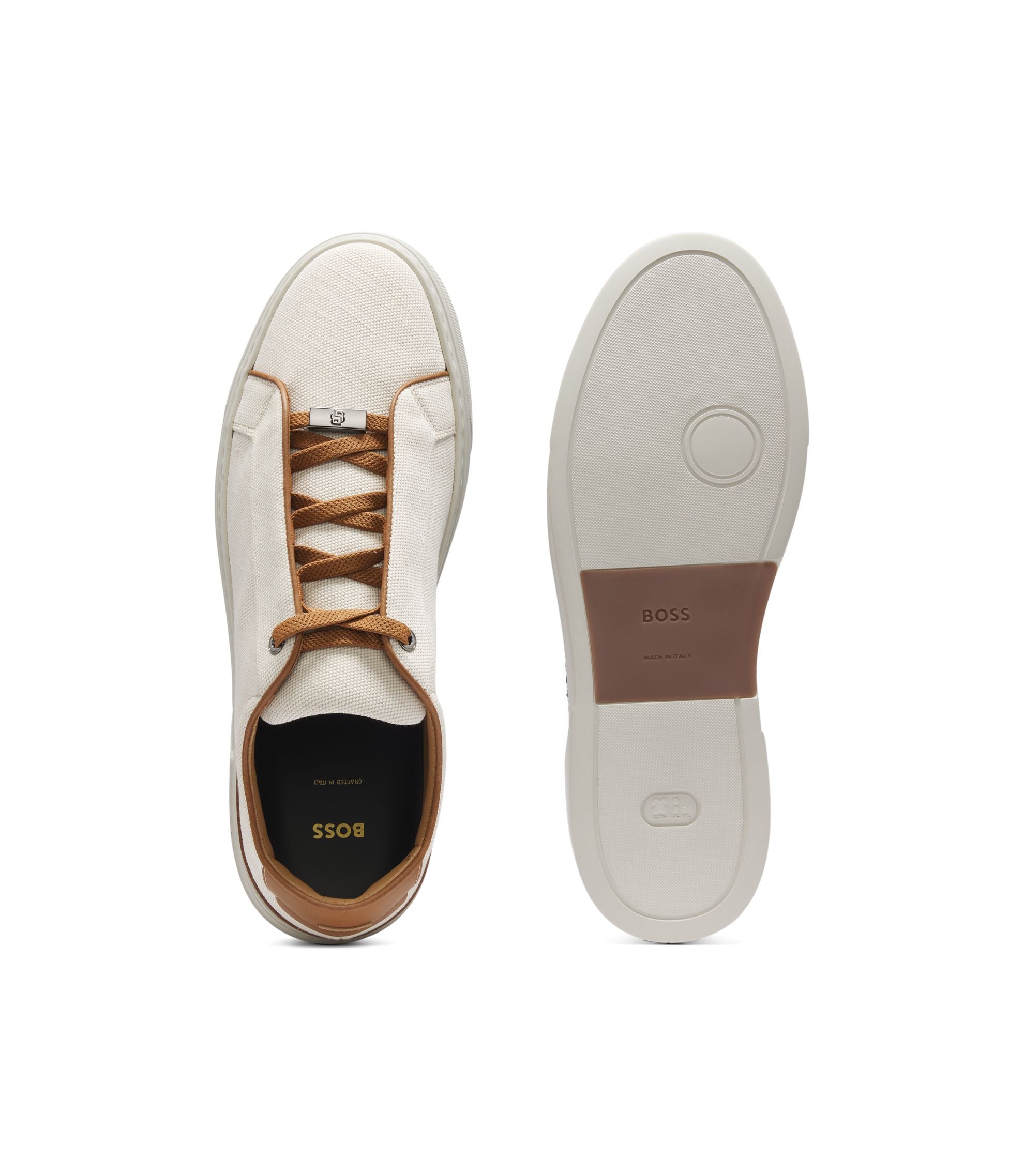 Boss Gary Trainers With Leather Trims Light Beige Light Beige